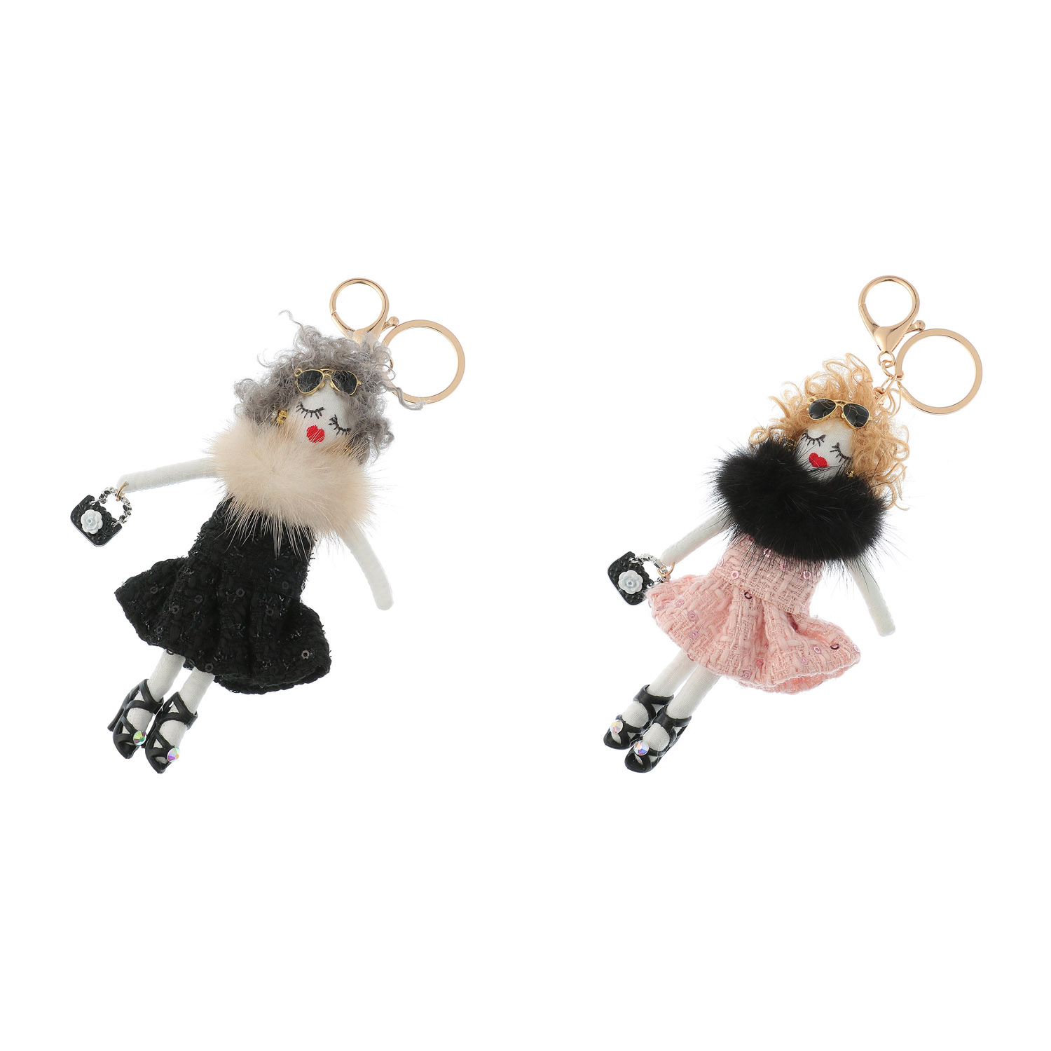ファー付き人形チャーム