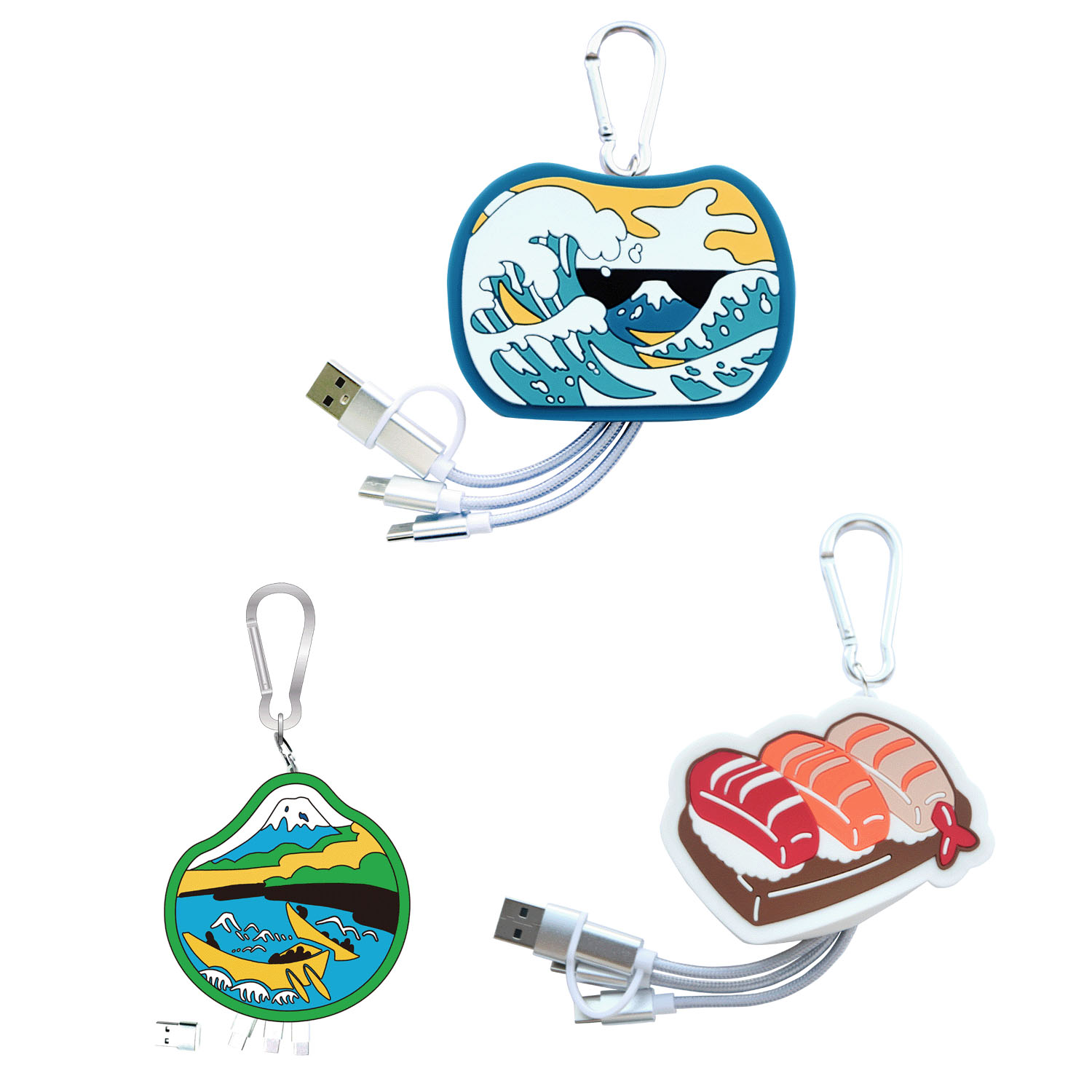 OTOMO リール付き充電ケーブル 和柄