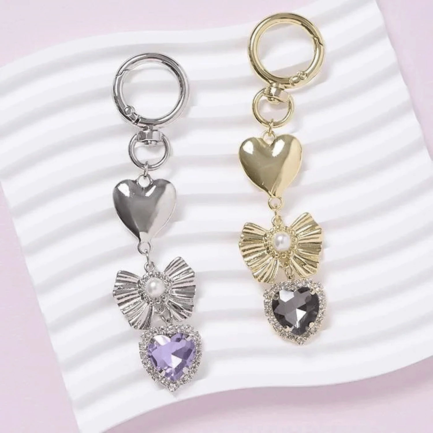 メタルリボン×ハートチャーム