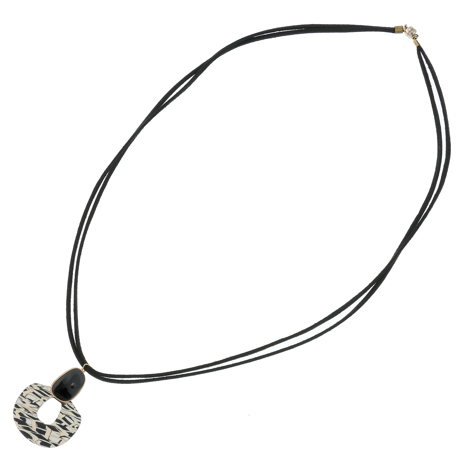 モノトーン紐ネックレス