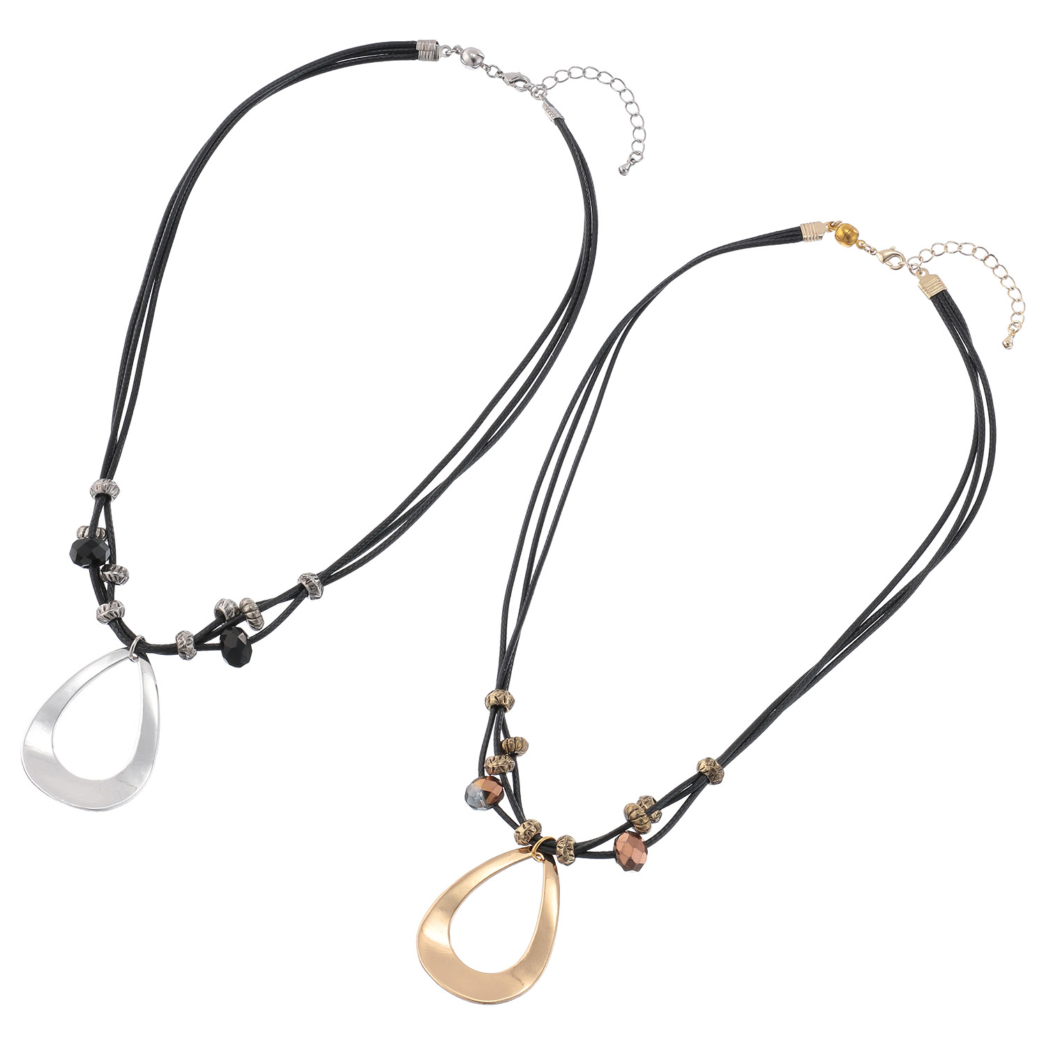 メタルドロップ紐ネックレス