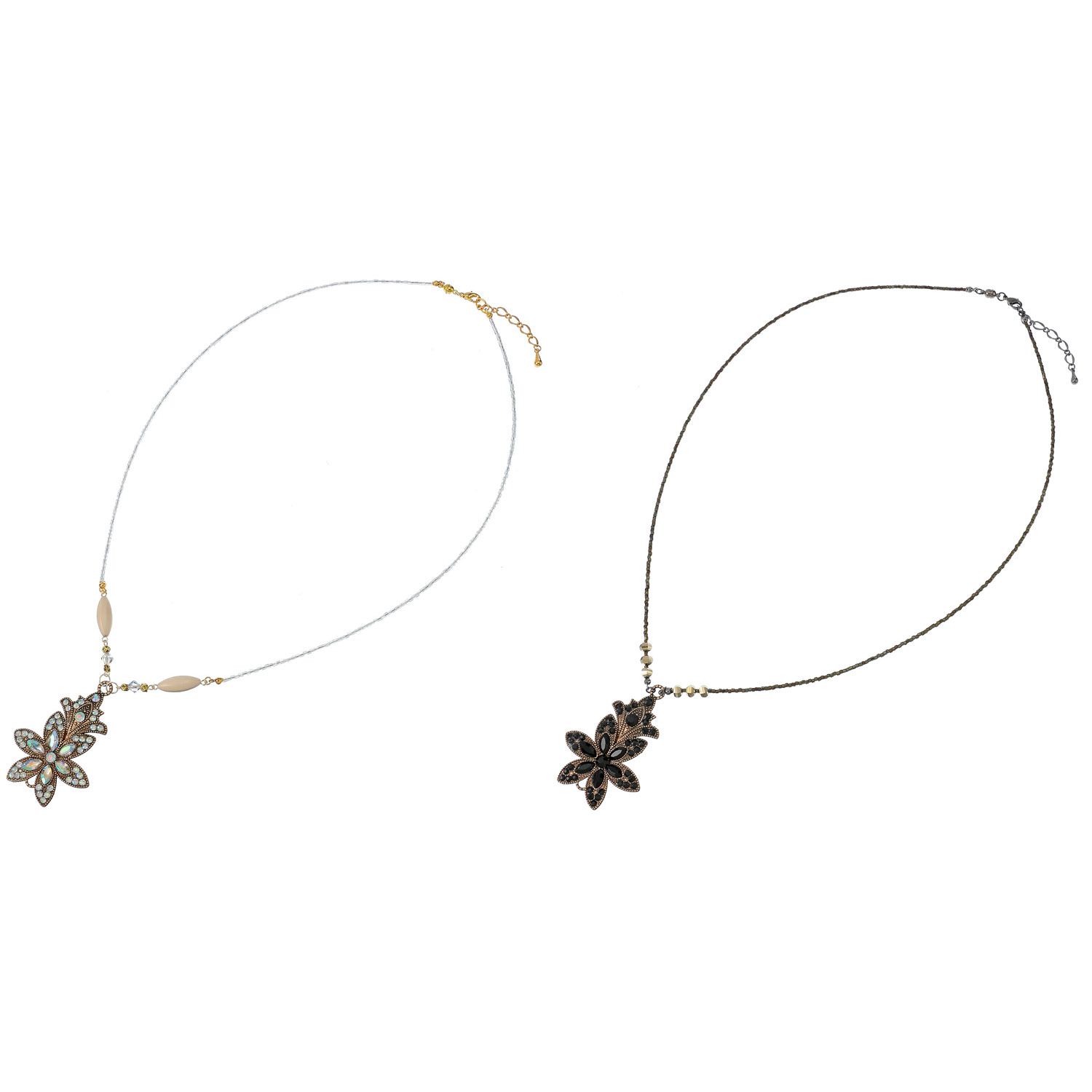 フラワービジューネックレス