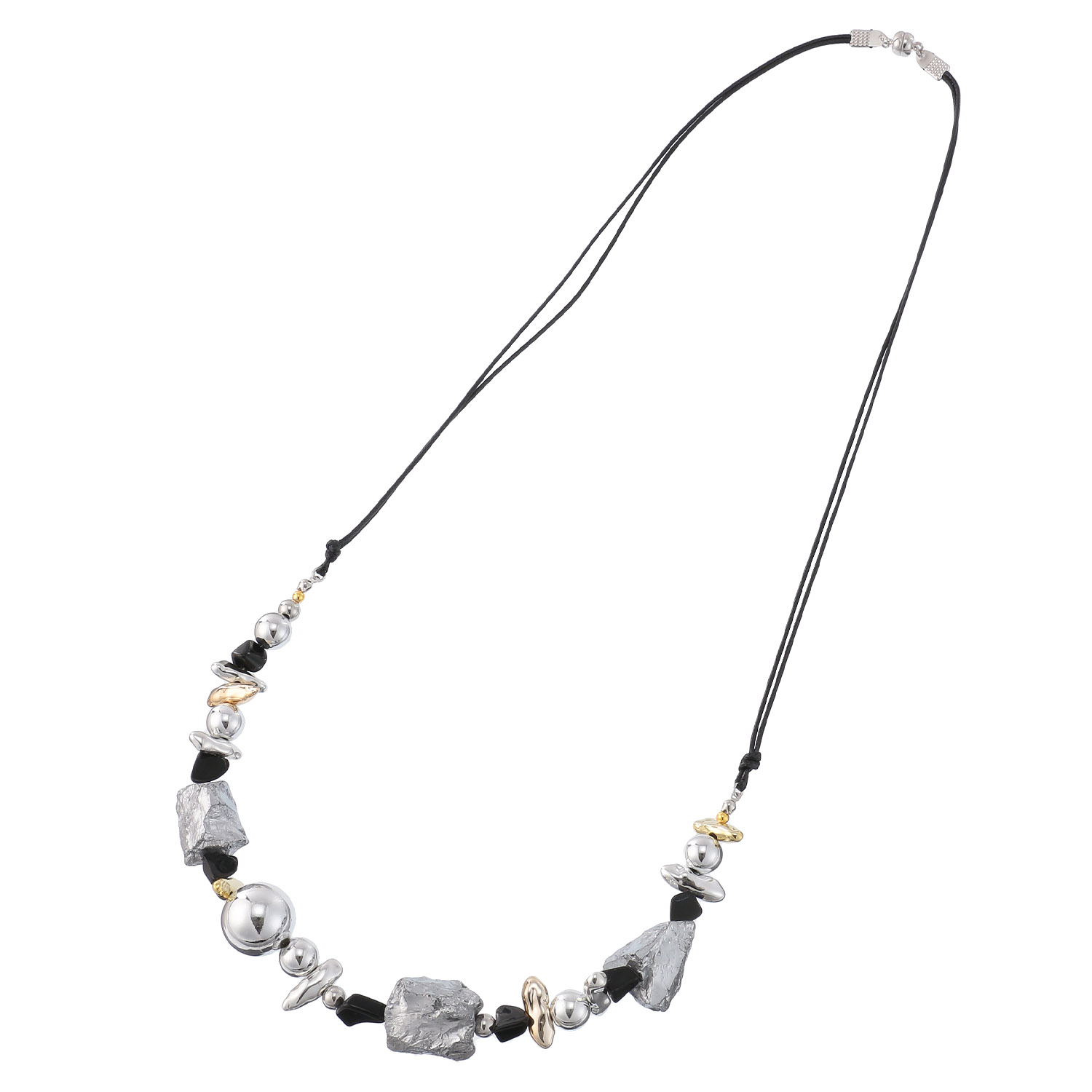 紐メタリックネックレス