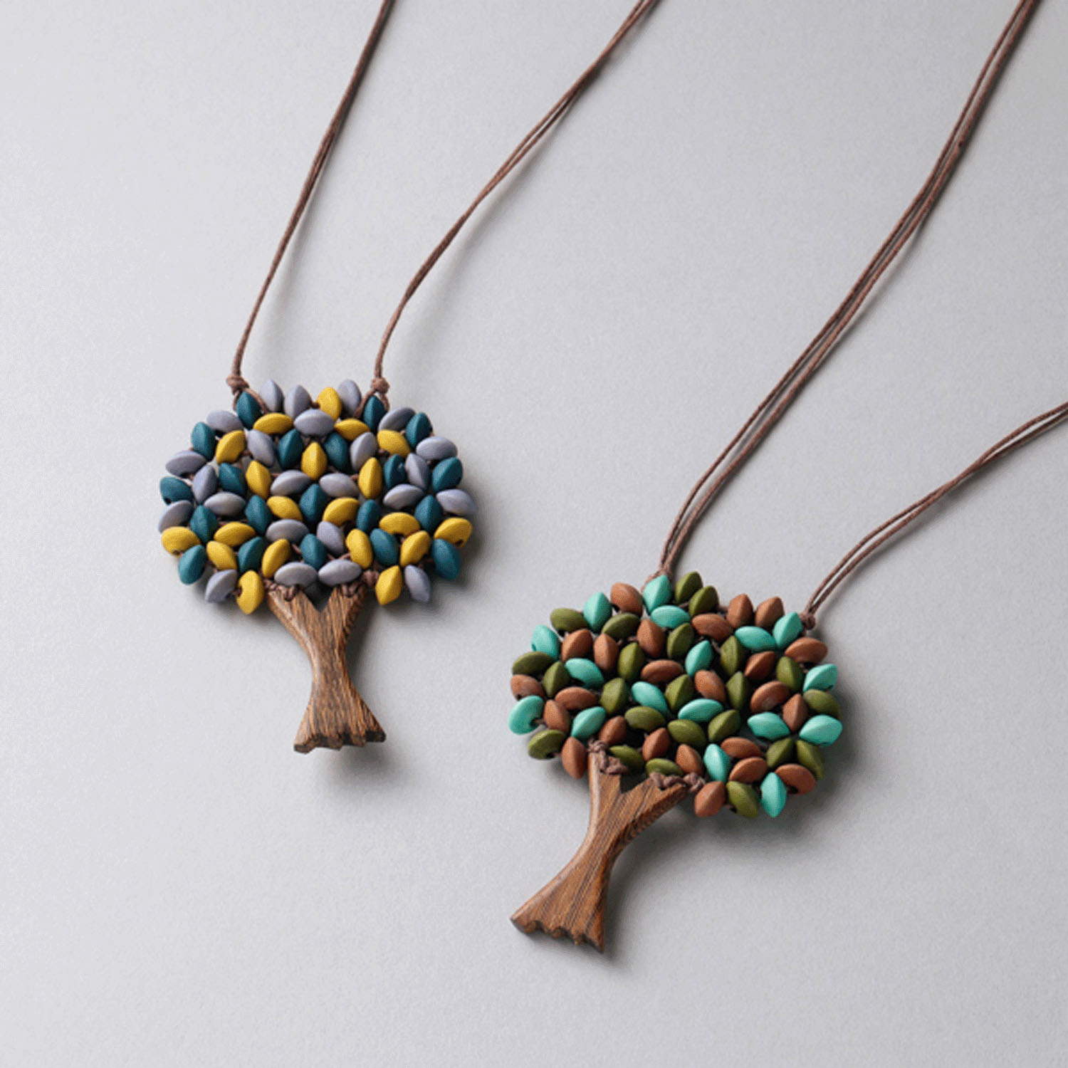 ウッドそろばんツリーネックレス