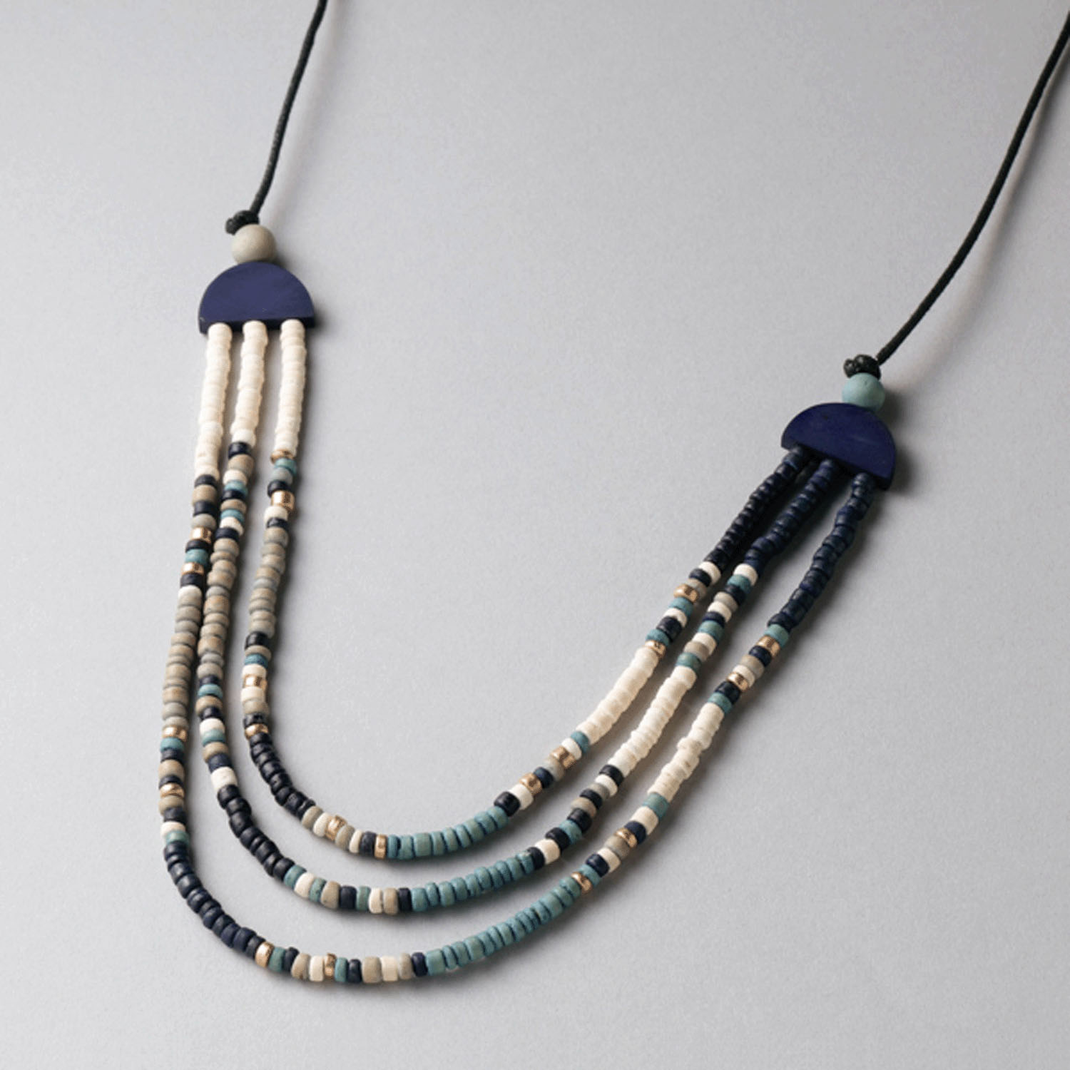 ウッドモダン3連ネックレス