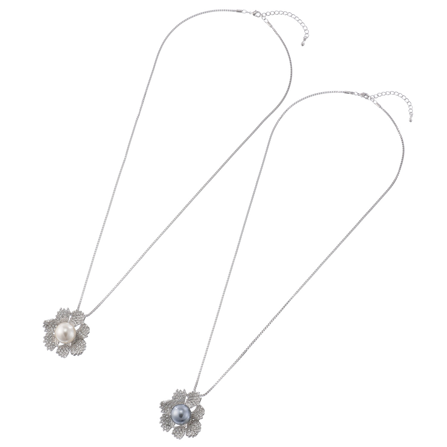 パール付花トップネックレス