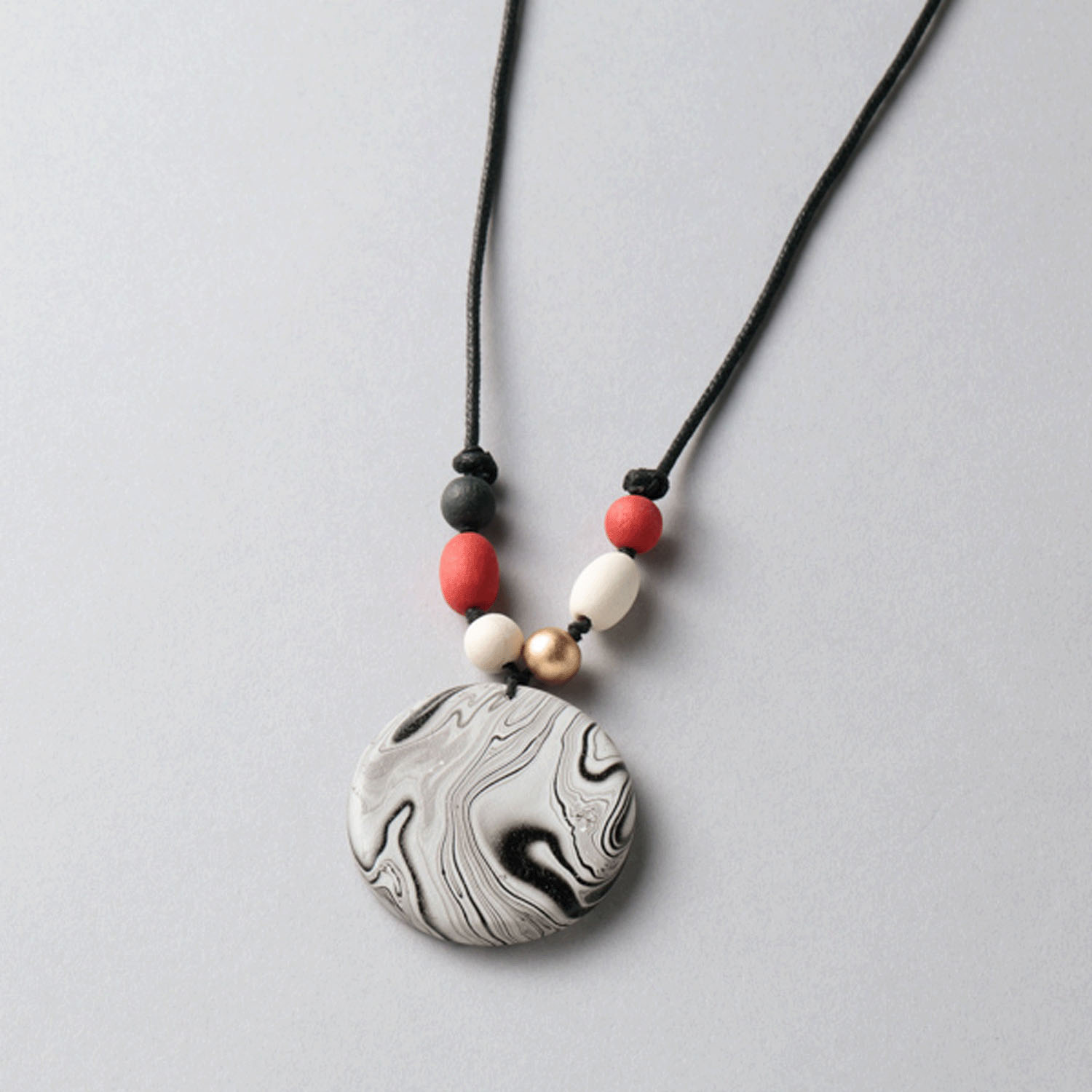 ウッドマーブルトップネックレス