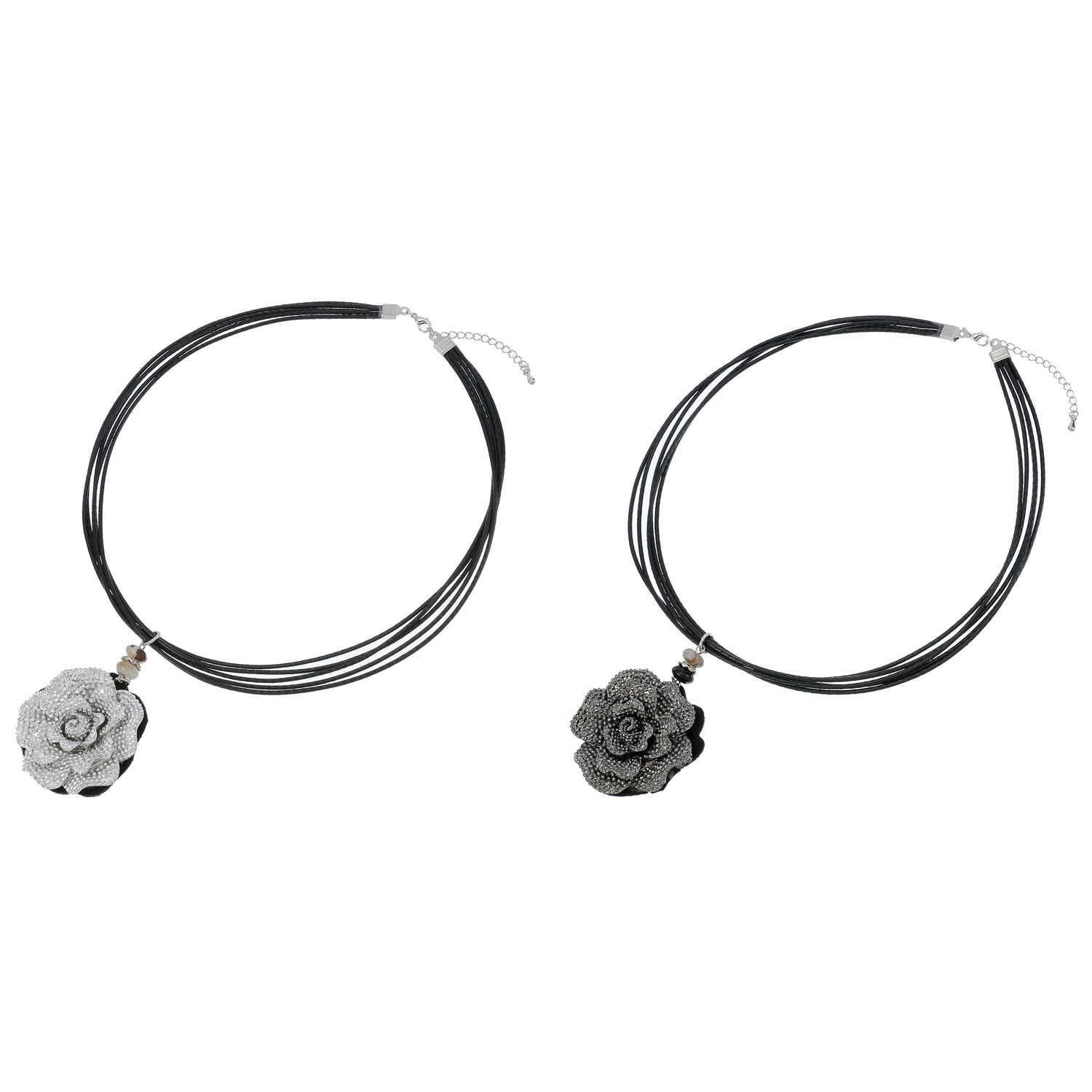 メタリック薔薇ネックレス