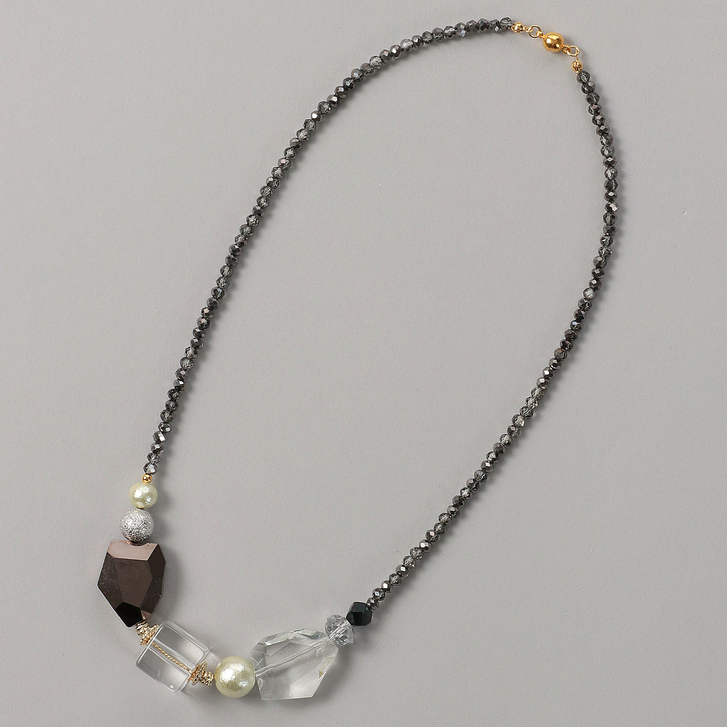 異素材MIXガラスビーズネックレス