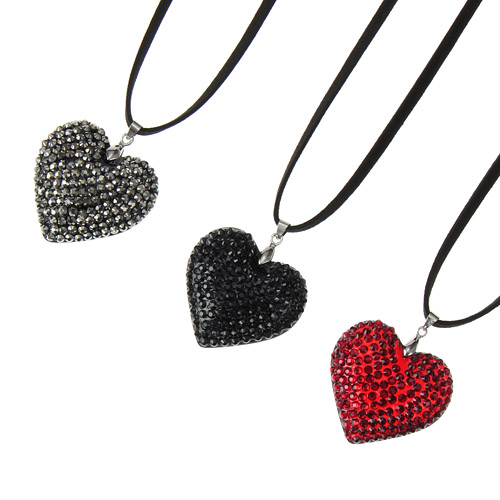 ハートキラキラ紐ネックレス