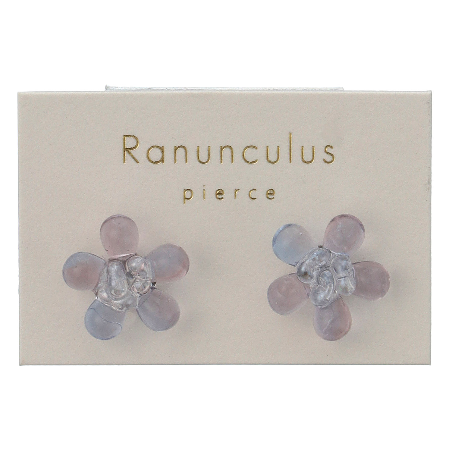 ドロップビーズフラワーピアス 小