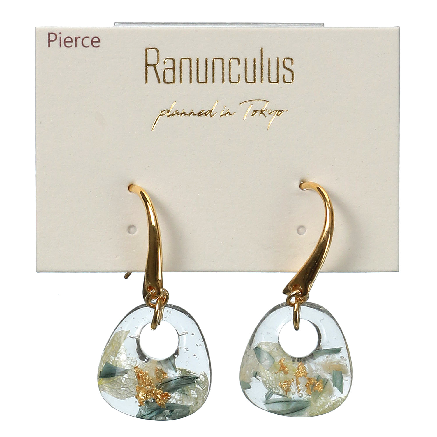 ブルーレジンフラワーピアス