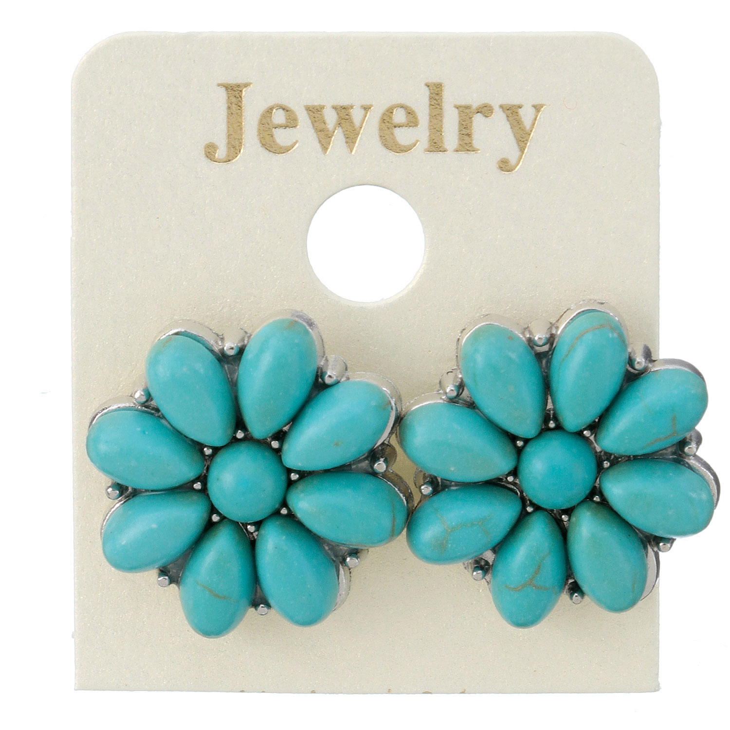 ターコイズカラー花ピアス