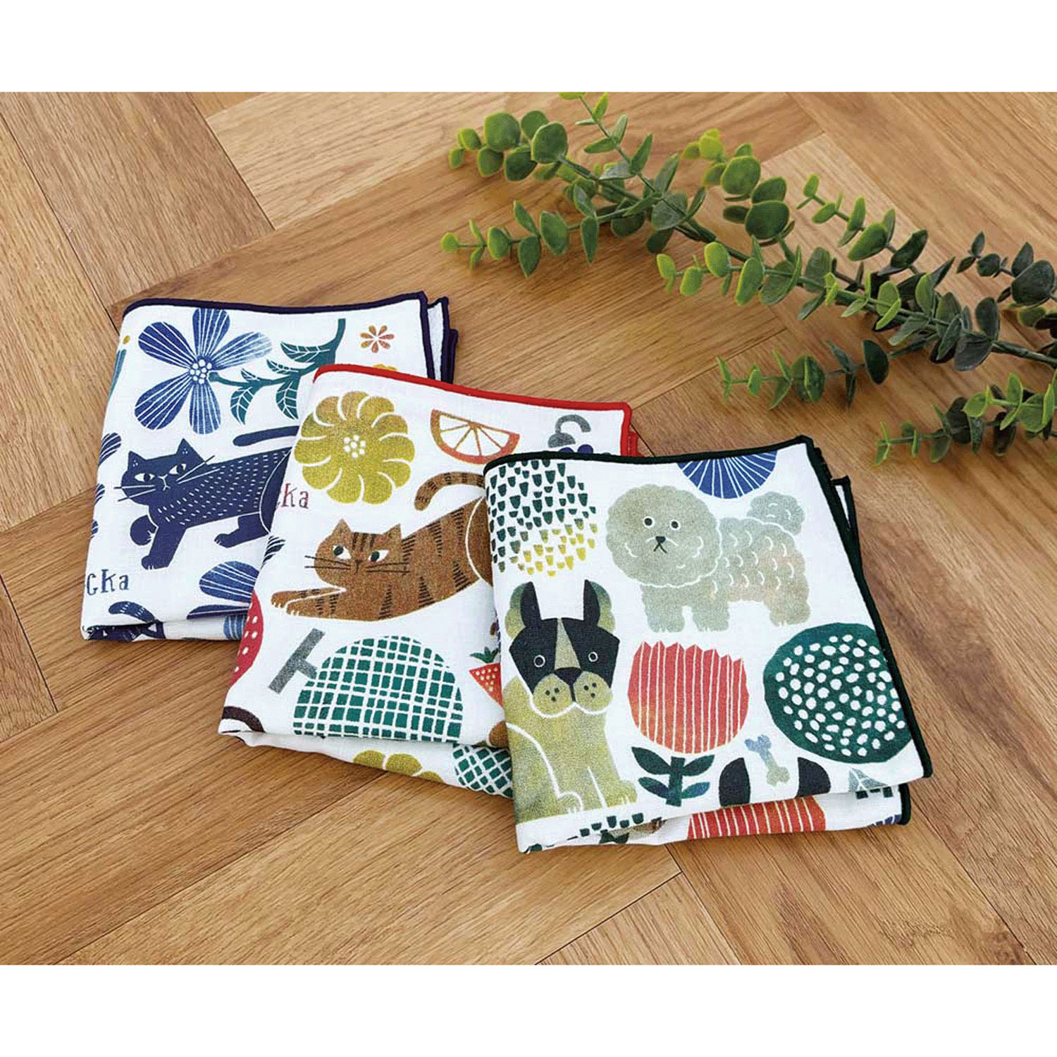 fikalycka   ハンカチ 猫と果物 - 画像3