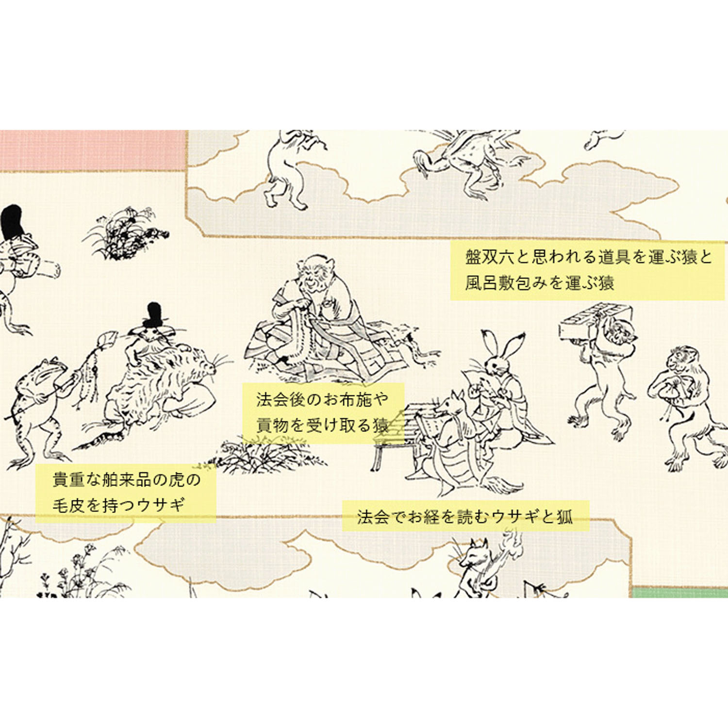 風呂敷50cm 鳥獣戯画 絵巻 - 画像3