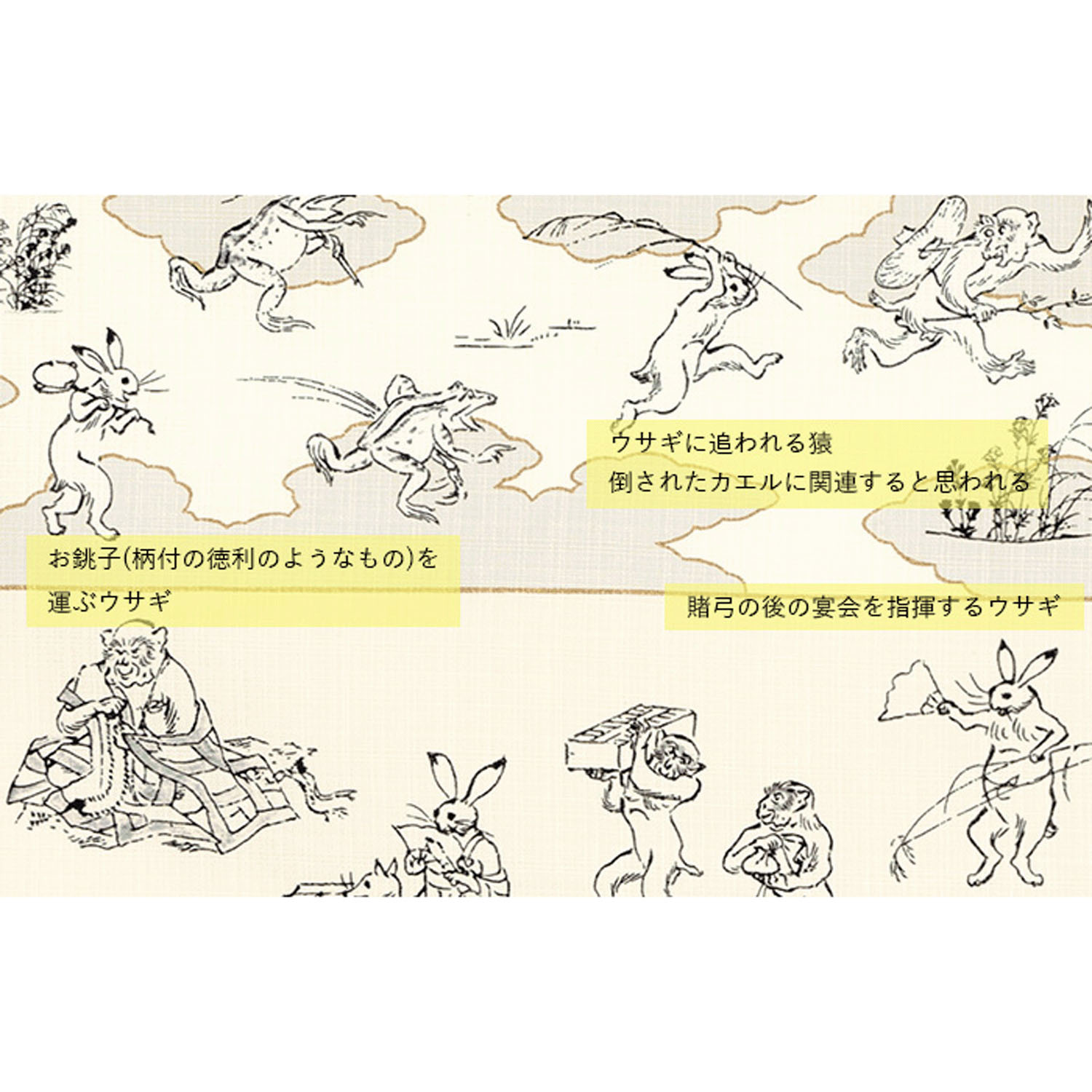 風呂敷50cm 鳥獣戯画 絵巻 - 画像4