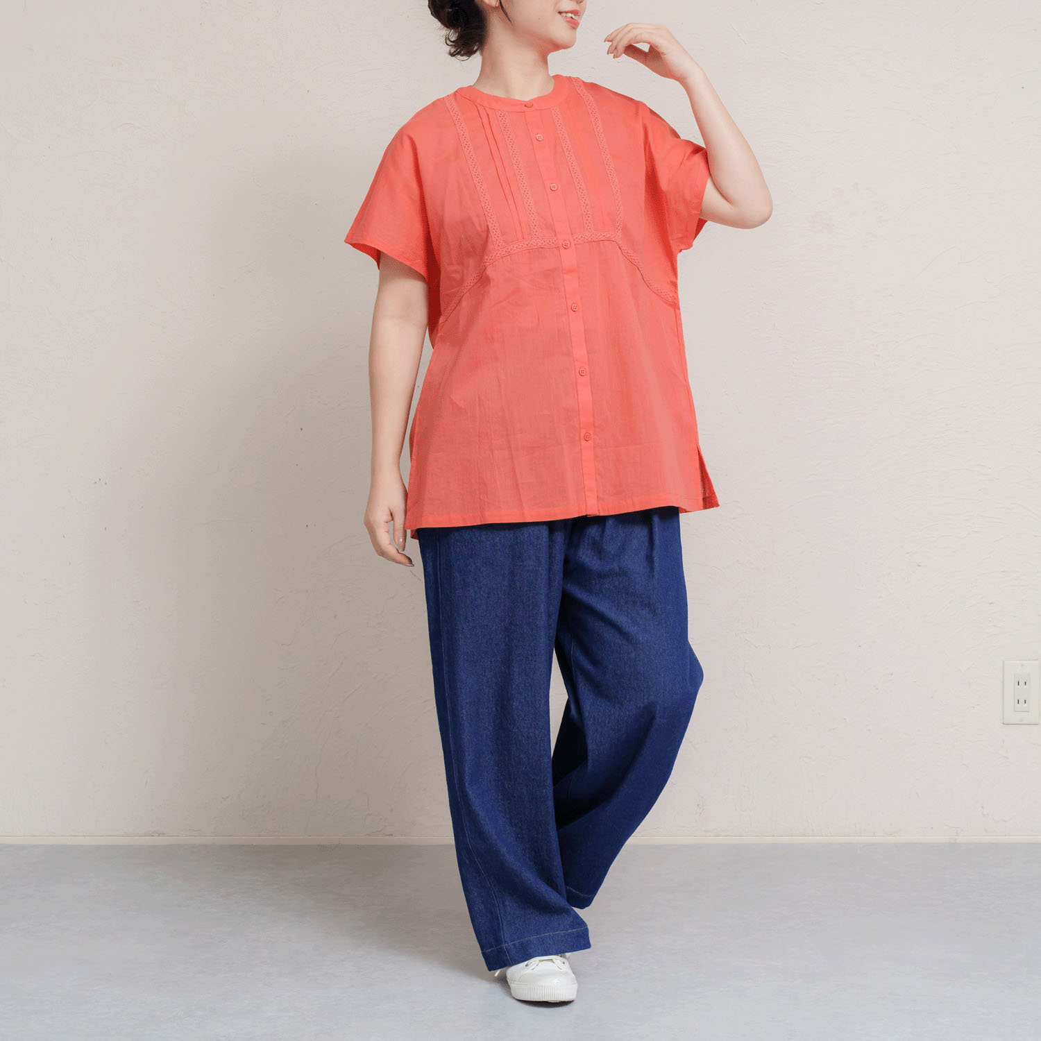 インドコットンレース付き前開きブラウス - 画像16