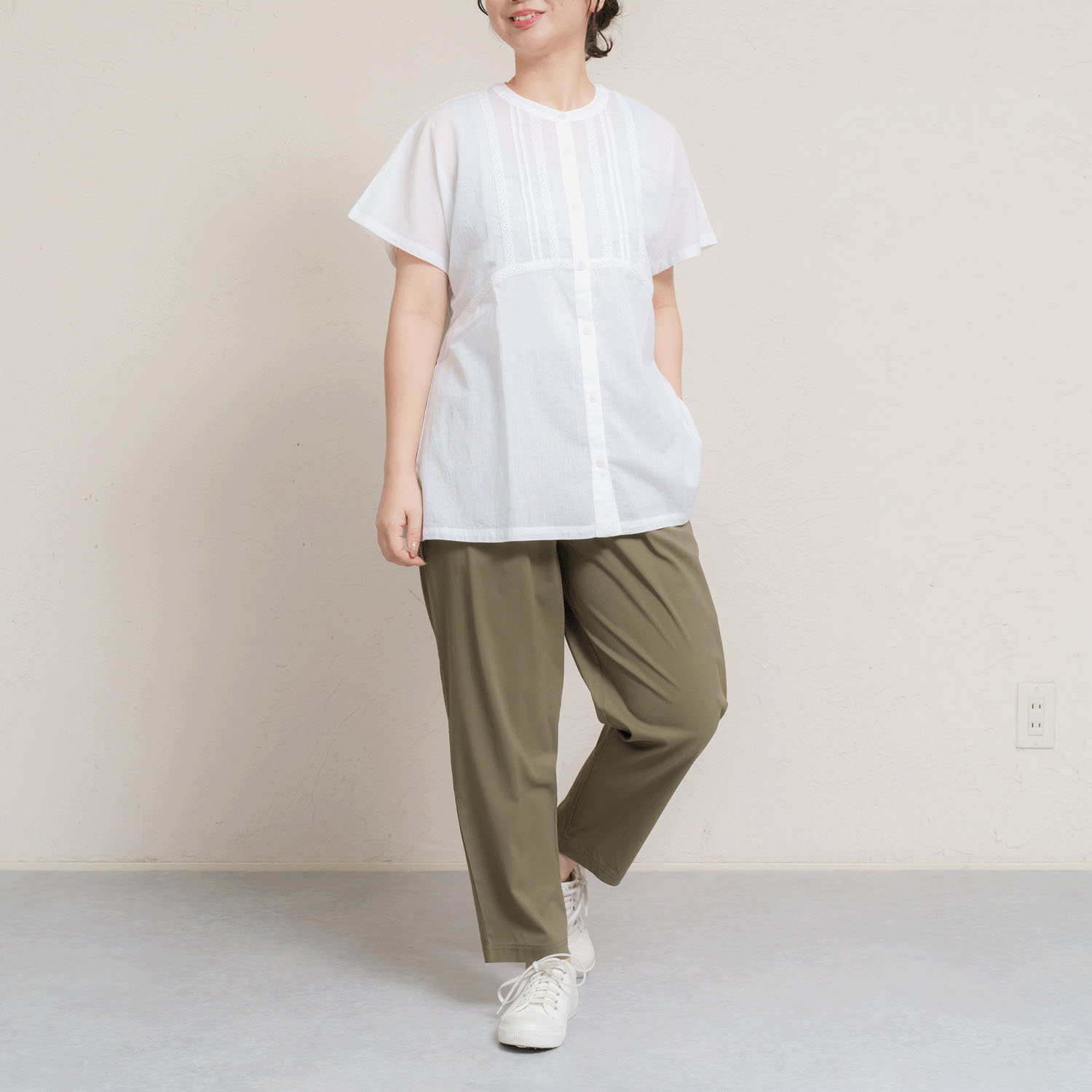 インドコットンレース付き前開きブラウス - 画像3