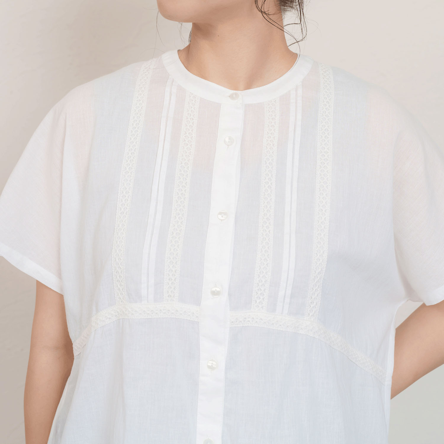 インドコットンレース付き前開きブラウス - 画像6