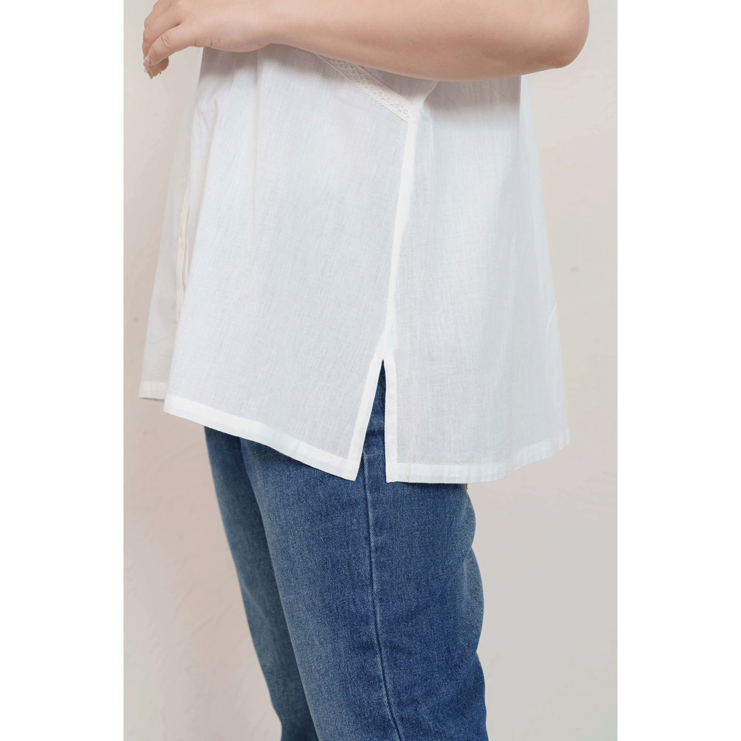 インドコットンレース付き前開きブラウス - 画像7