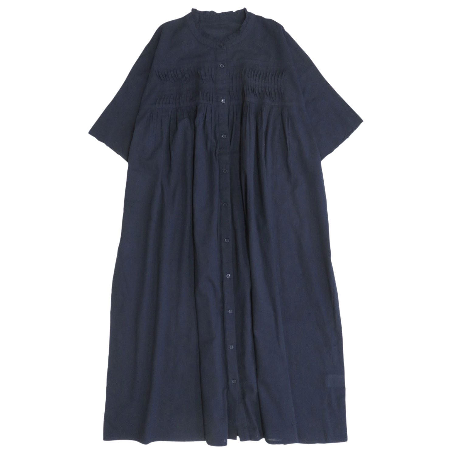 胸元ウェーブピンタック前開きワンピース - 画像19