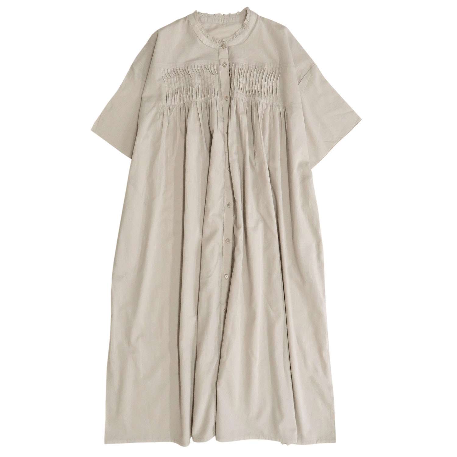 胸元ウェーブピンタック前開きワンピース - 画像6