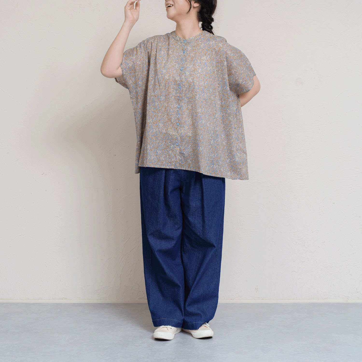 コットンボイル前開きプリントブラウス - 画像16