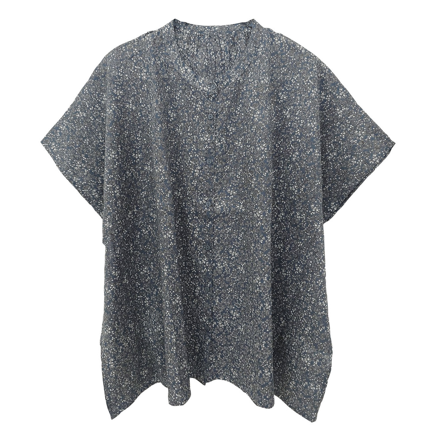 コットンボイル前開きプリントブラウス - 画像5