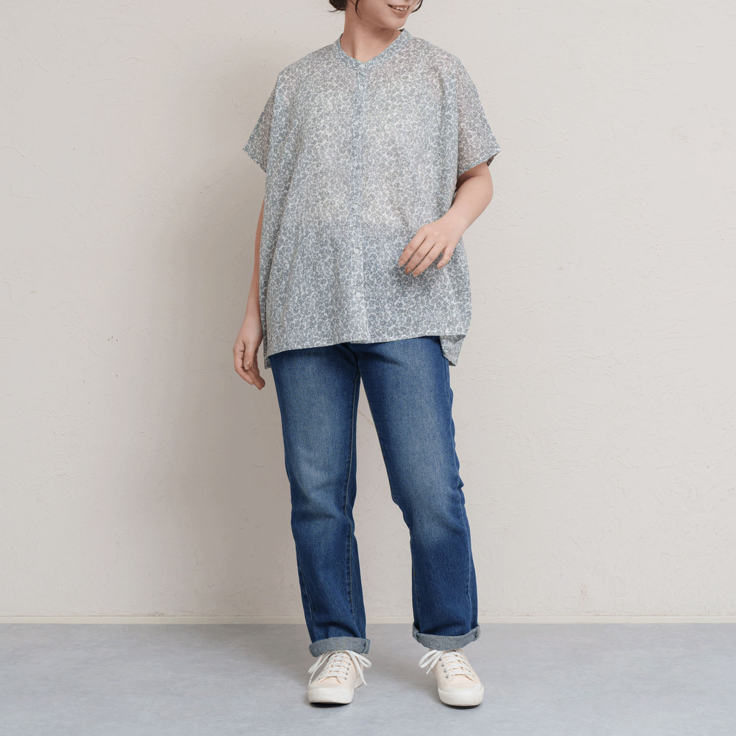 コットンボイル前開きプリントブラウス - 画像6