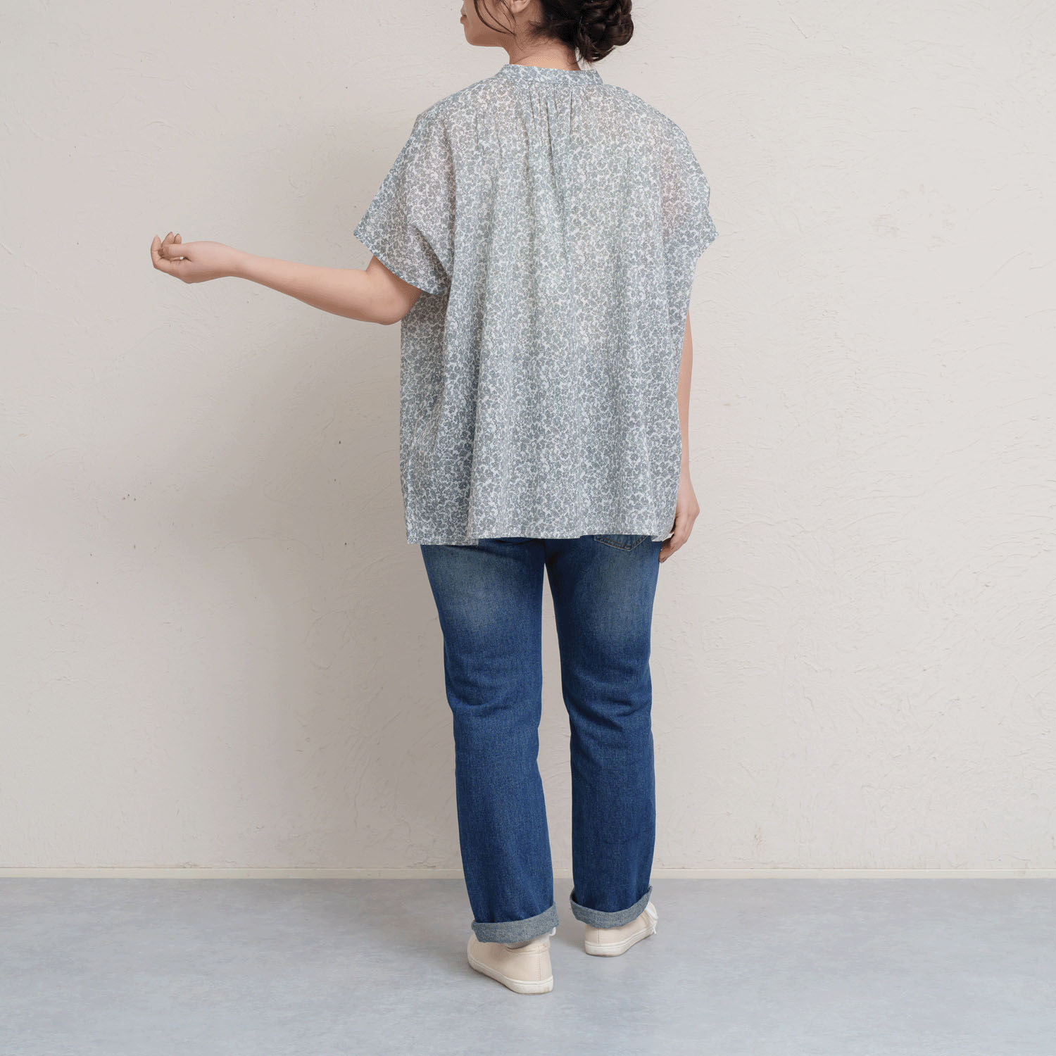 コットンボイル前開きプリントブラウス - 画像8