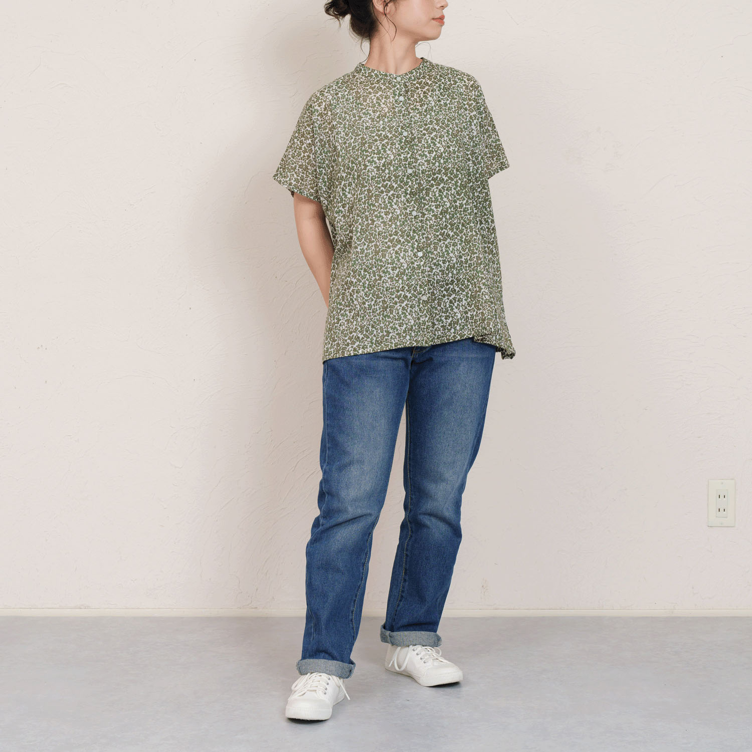 コットンボイル前開きプリントブラウス - 画像10