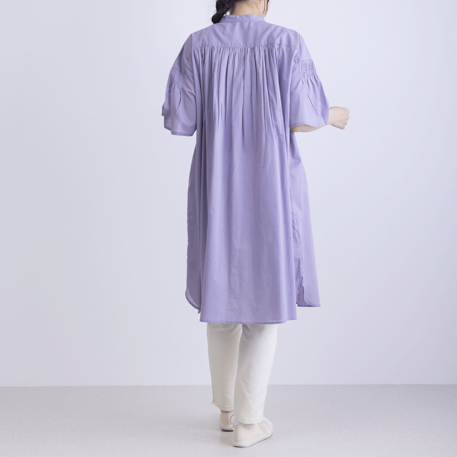 フロントタック5分袖前開きワンピース - 画像12