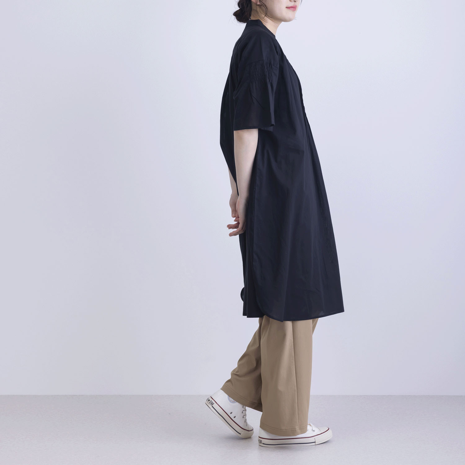 フロントタック5分袖前開きワンピース - 画像7