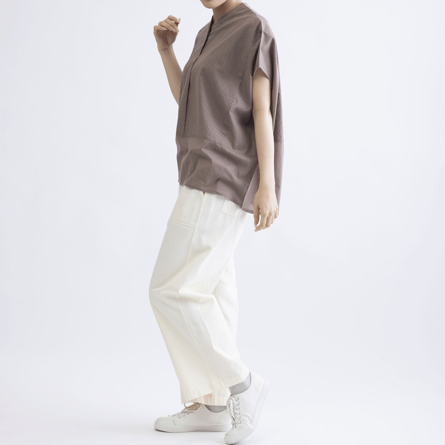 コットンドビーx無地半袖コクーンブラウス - 画像13