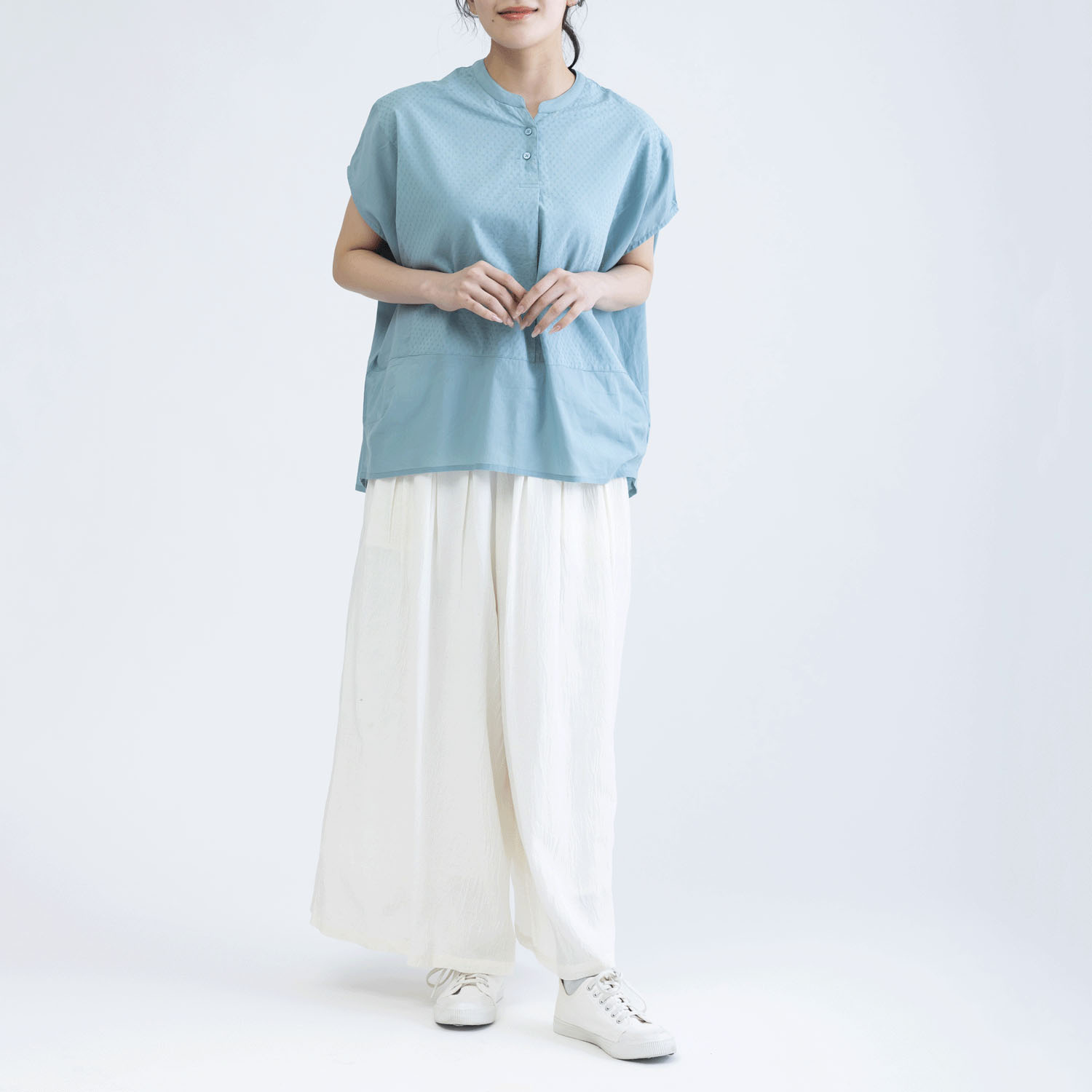 コットンドビーx無地半袖コクーンブラウス - 画像19