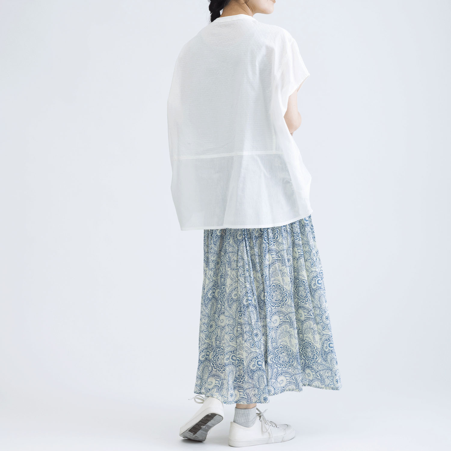 コットンドビーx無地半袖コクーンブラウス - 画像4