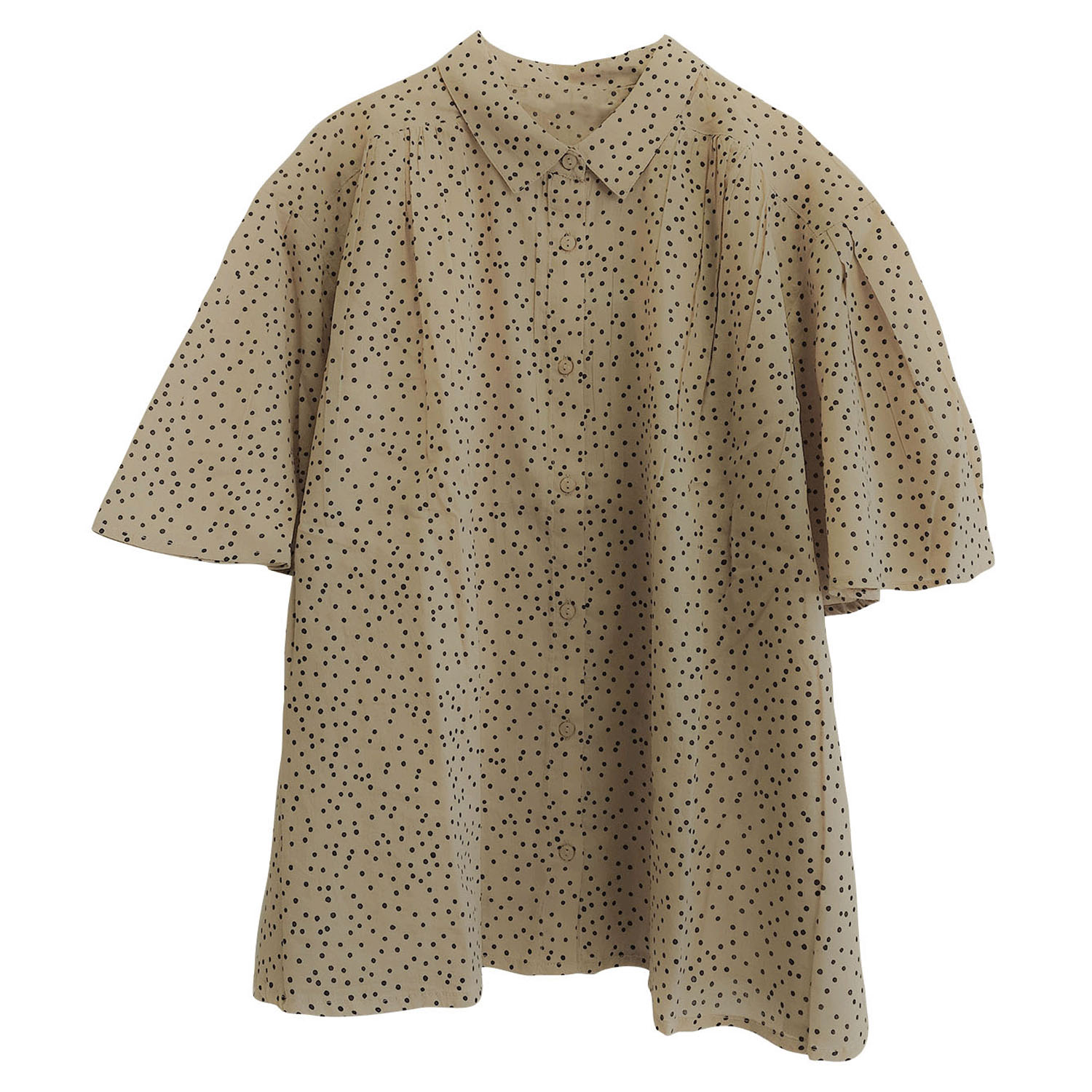 ドットプリントフレアースリーブ5分袖ブラウス - 画像11