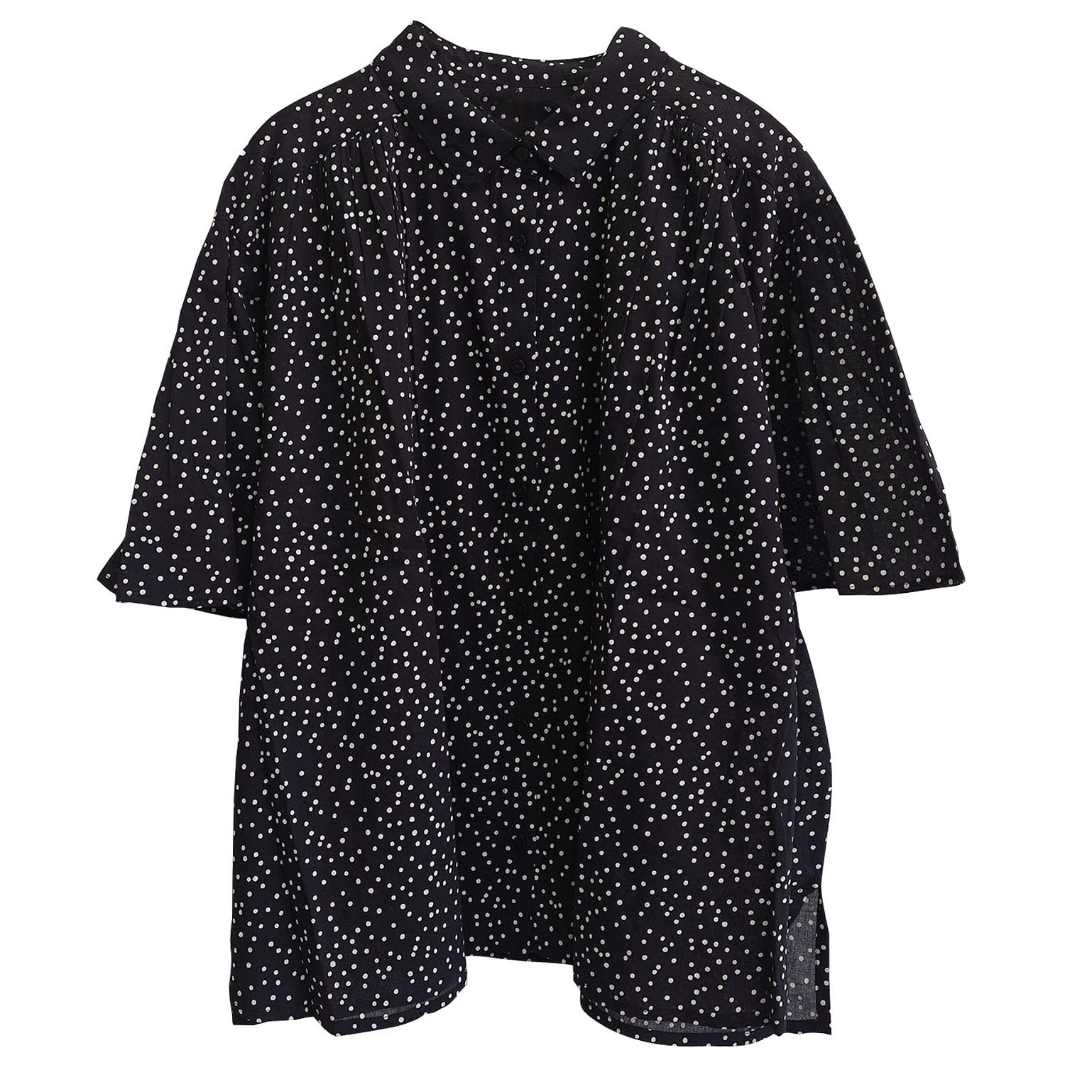 ドットプリントフレアースリーブ5分袖ブラウス - 画像6