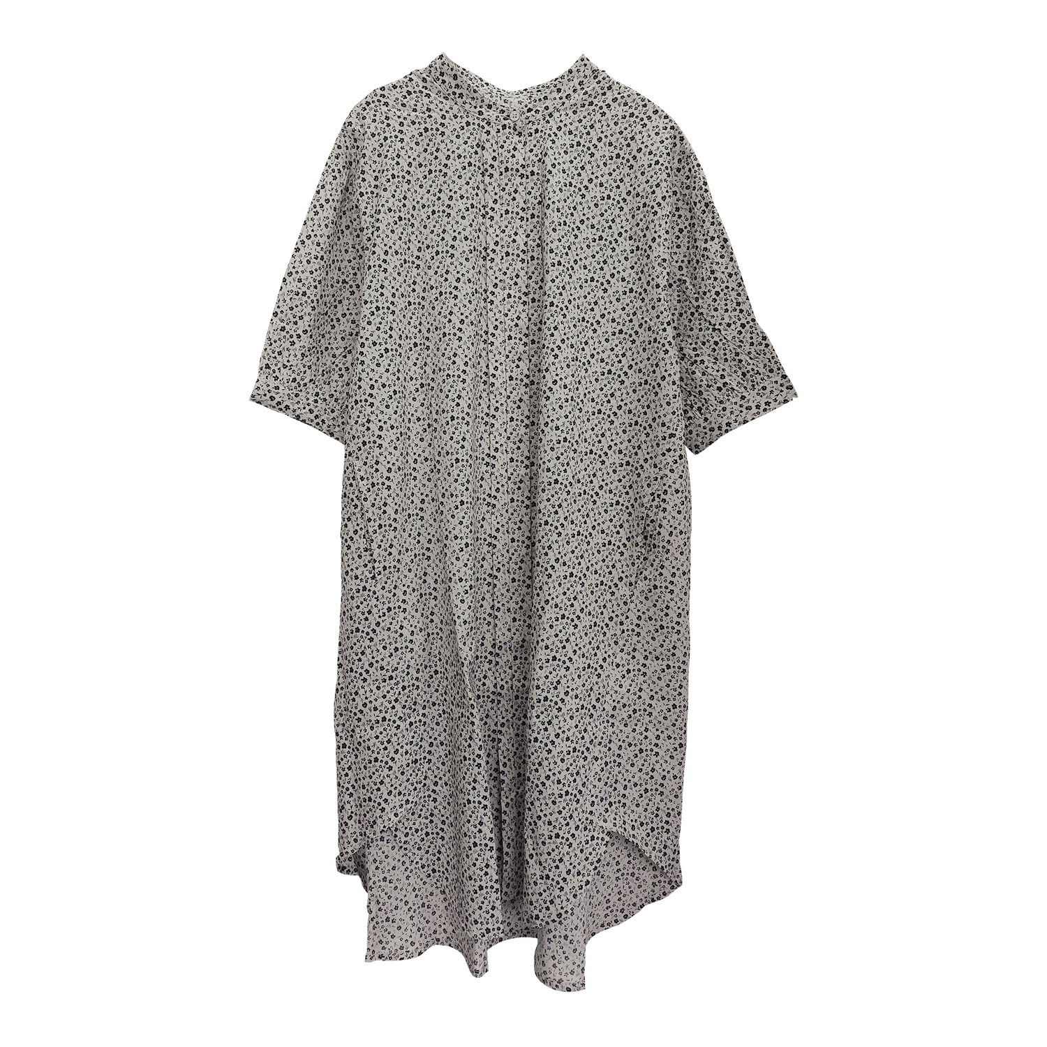 フラワープリント7分袖前開きワンピース - 画像5