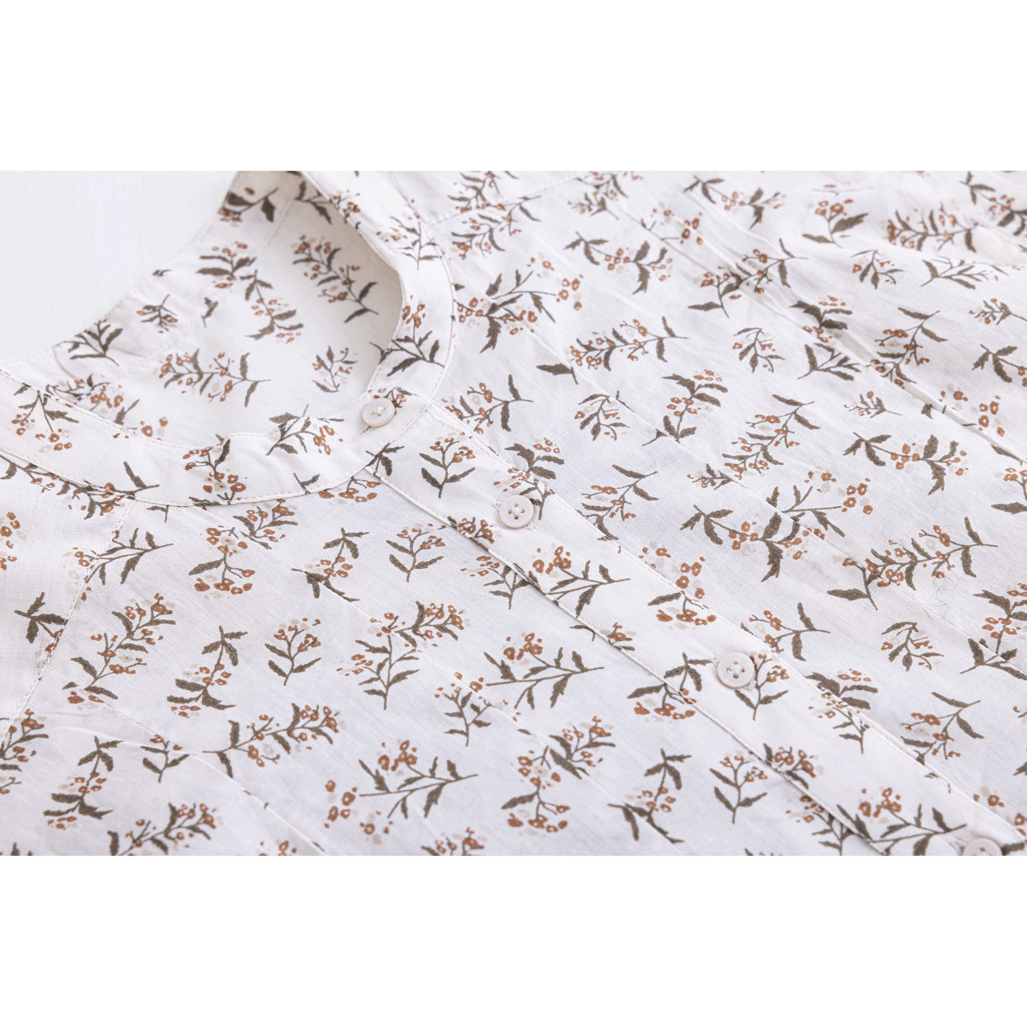 花柄フロントタック5分袖前開きブラウス - 画像13