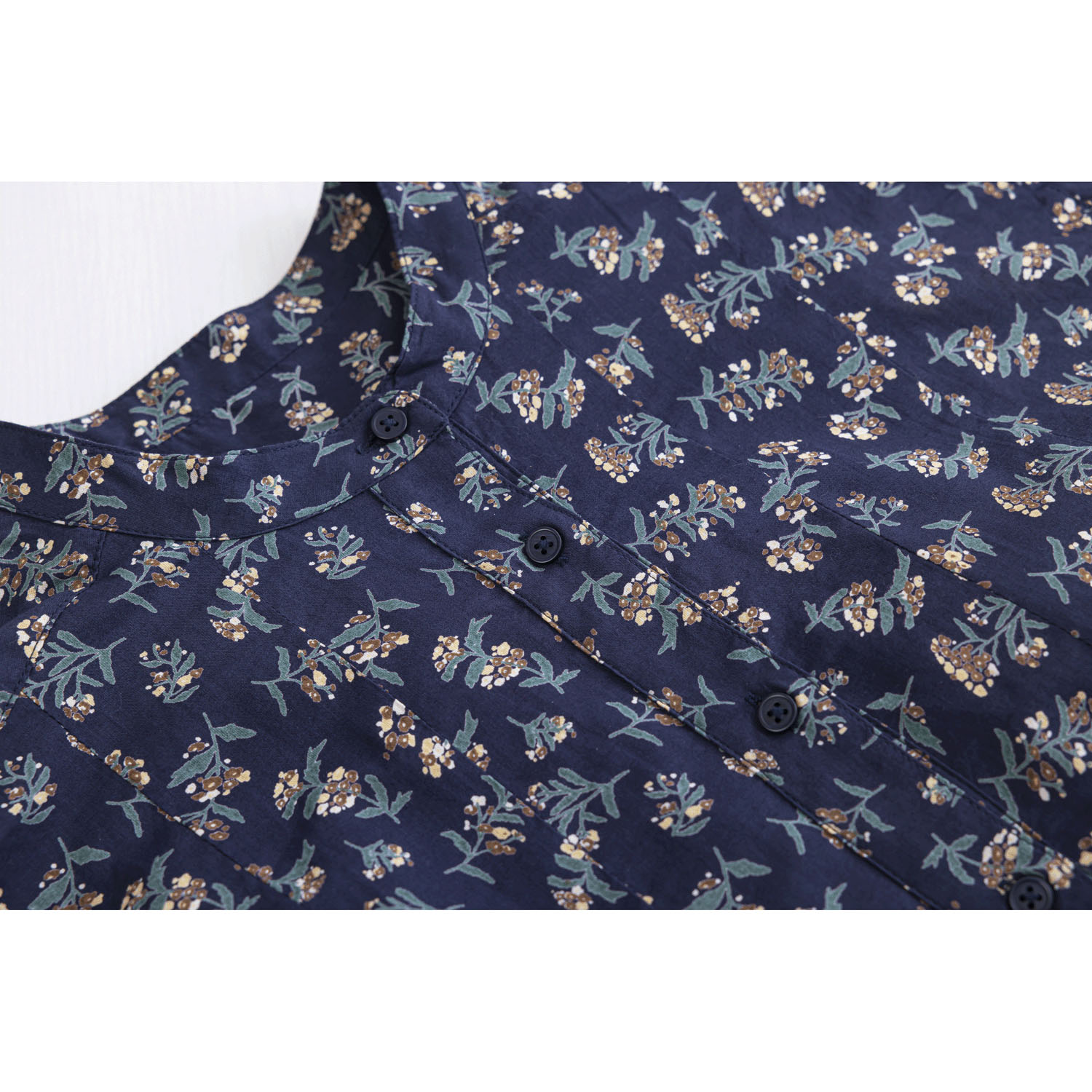 花柄フロントタック5分袖前開きブラウス - 画像23