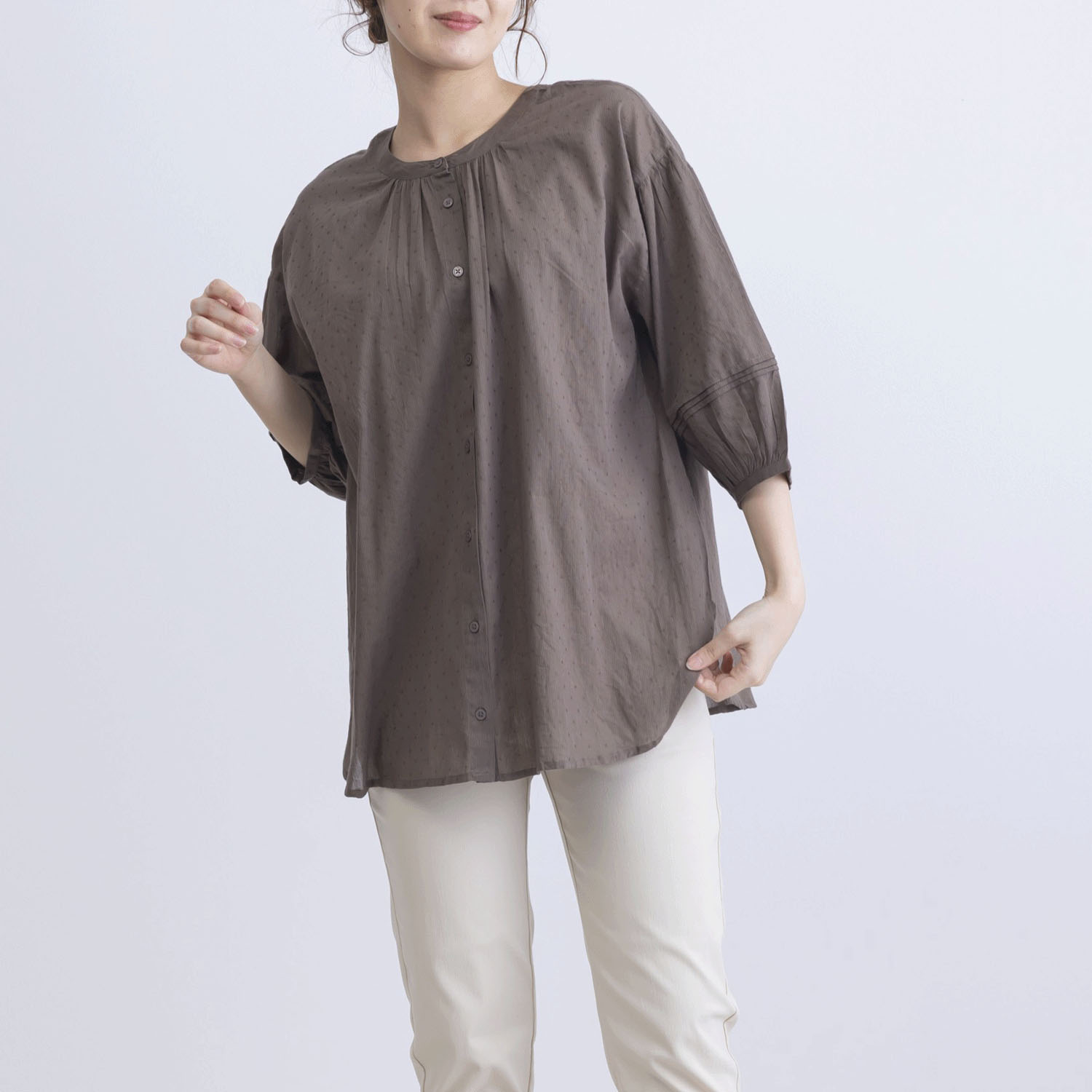 ストライプ＆ドビー前後2WAYブラウス - 画像16