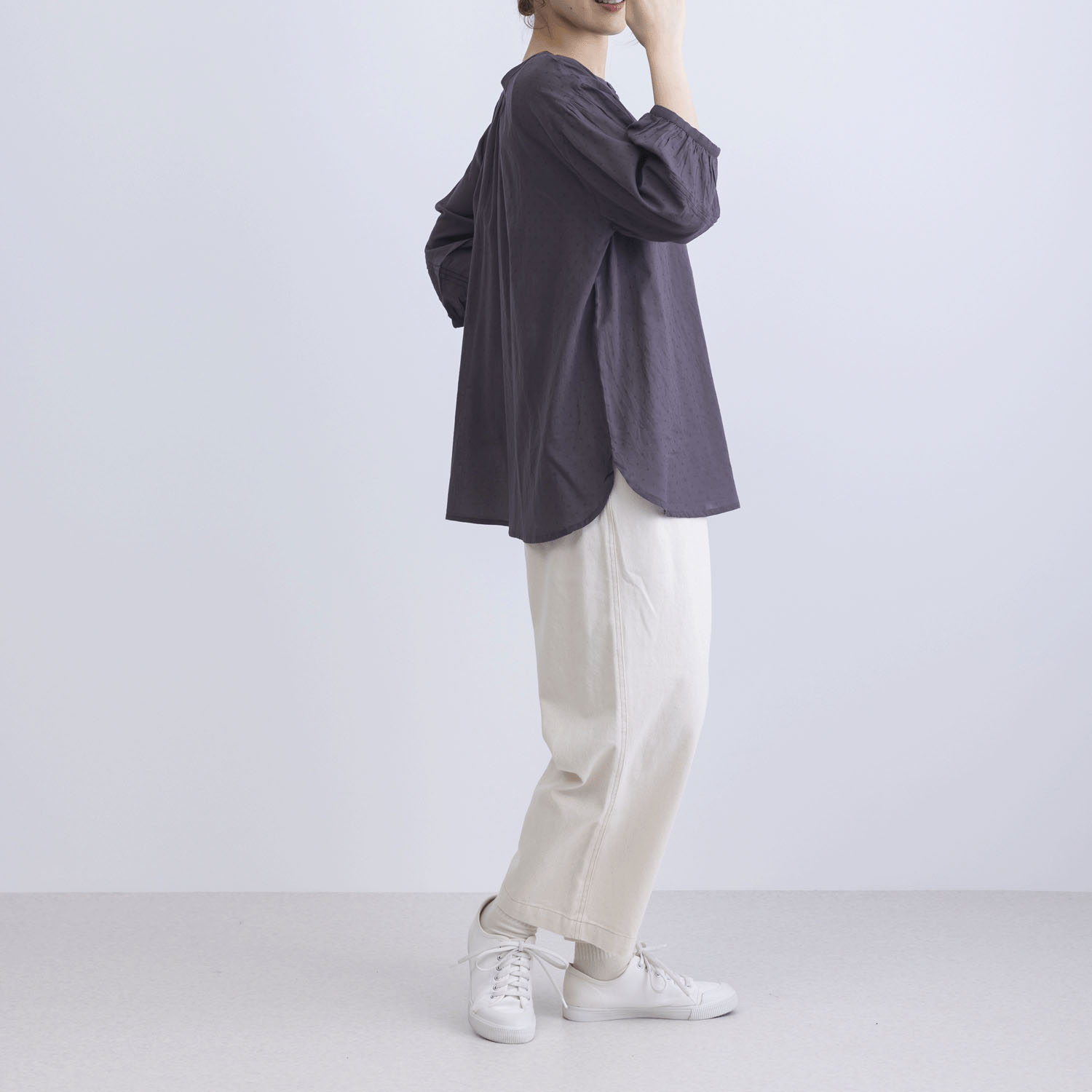 ストライプ＆ドビー前後2WAYブラウス - 画像3