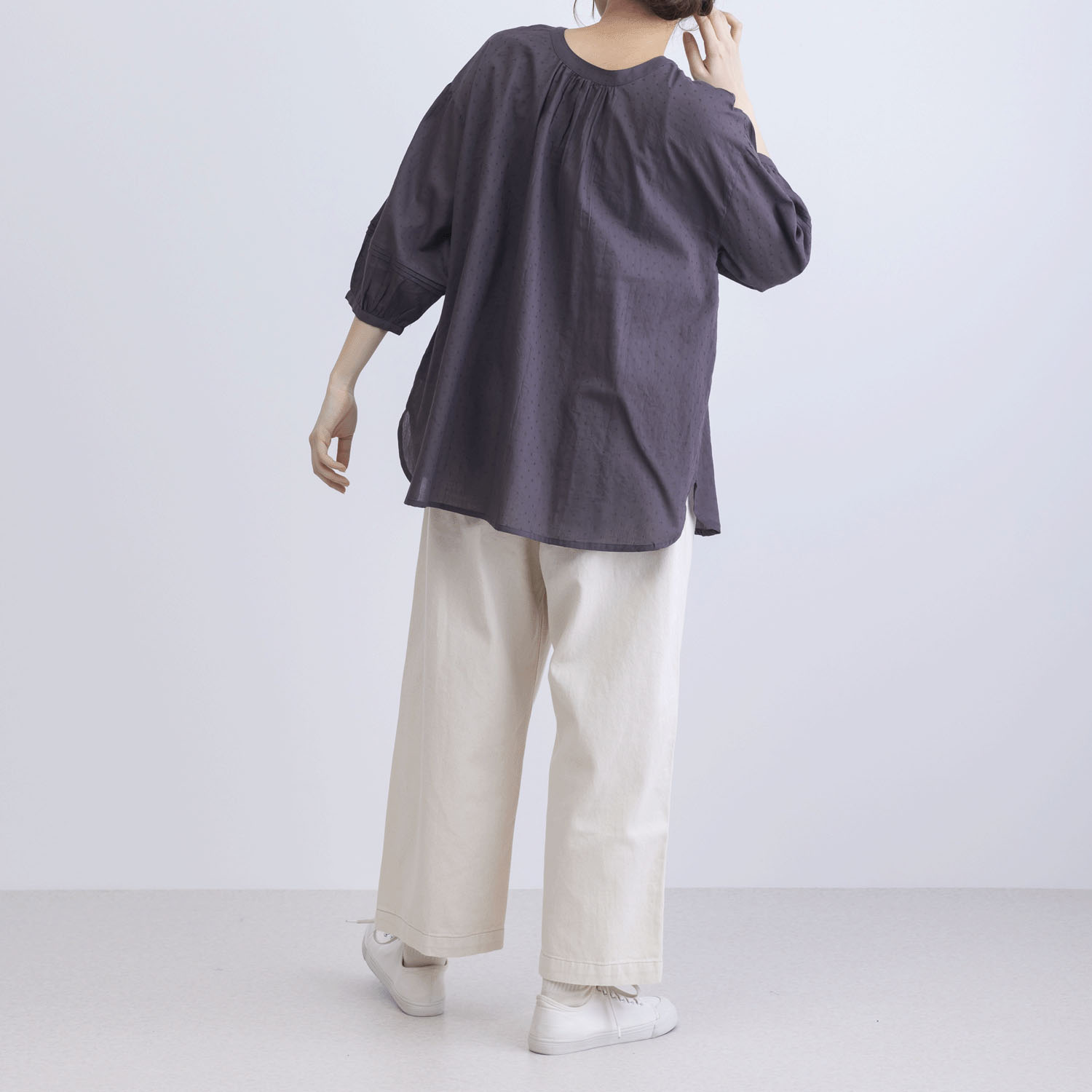 ストライプ＆ドビー前後2WAYブラウス - 画像4