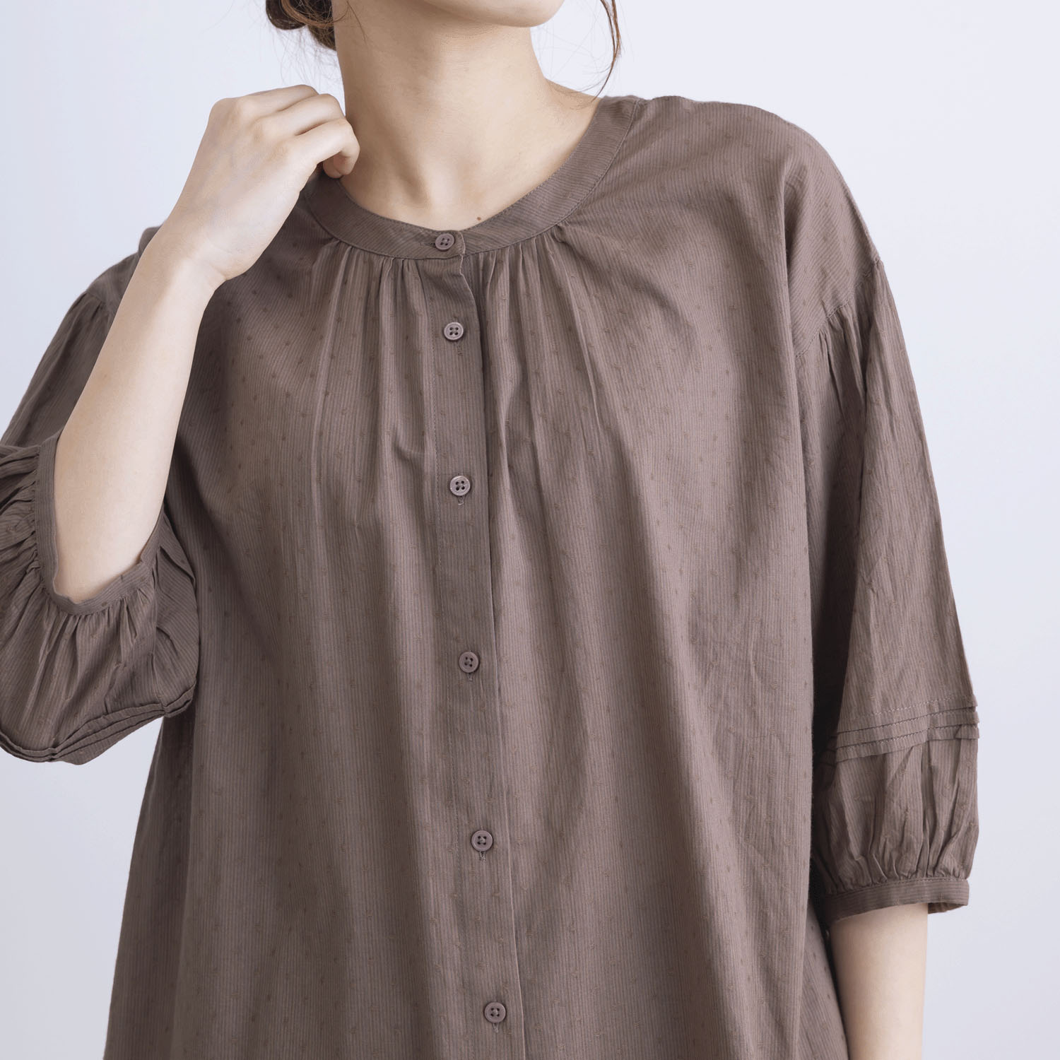 ストライプ＆ドビー前後2WAYブラウス - 画像10