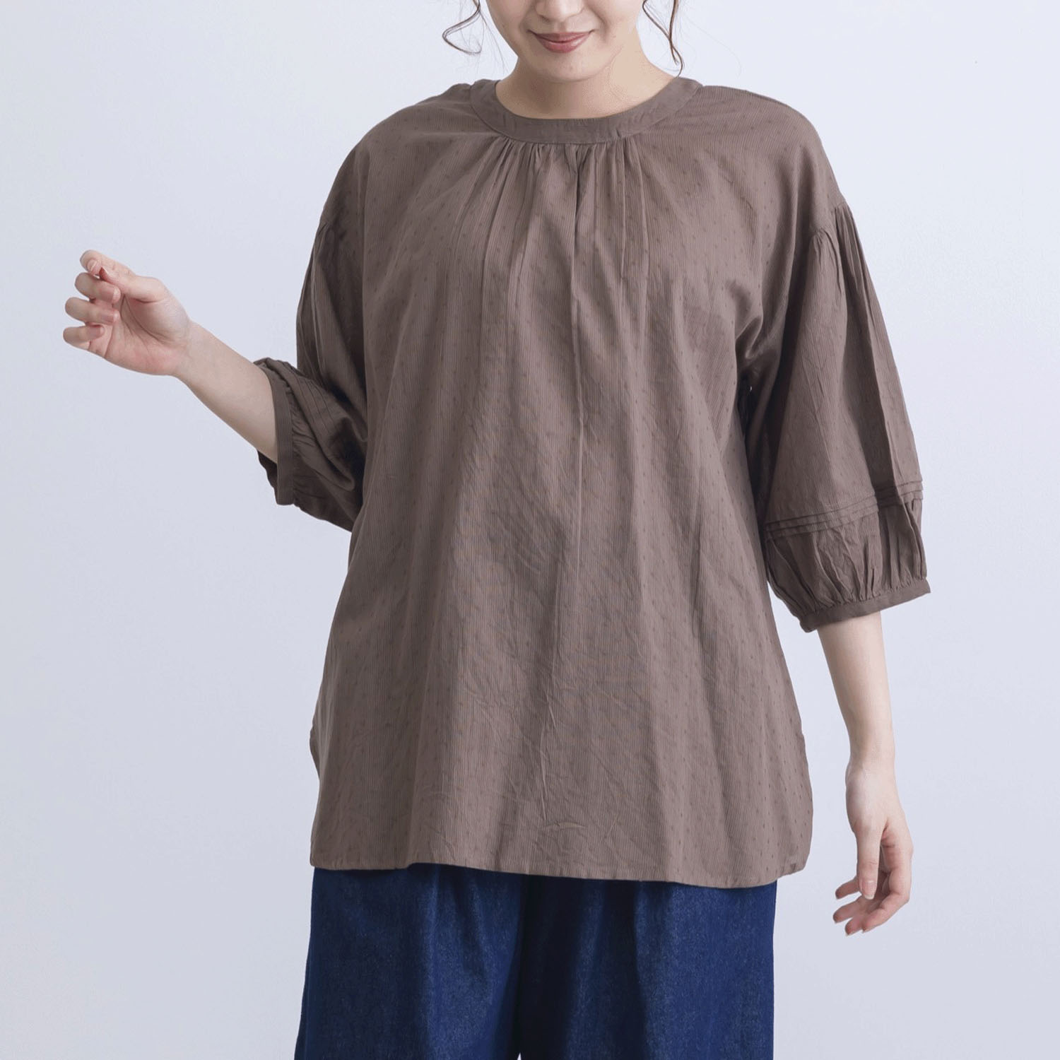 ストライプ＆ドビー前後2WAYブラウス - 画像1