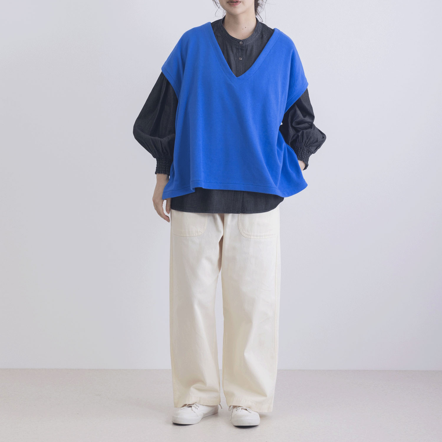 CVC裏毛深Vネックベスト - 画像22