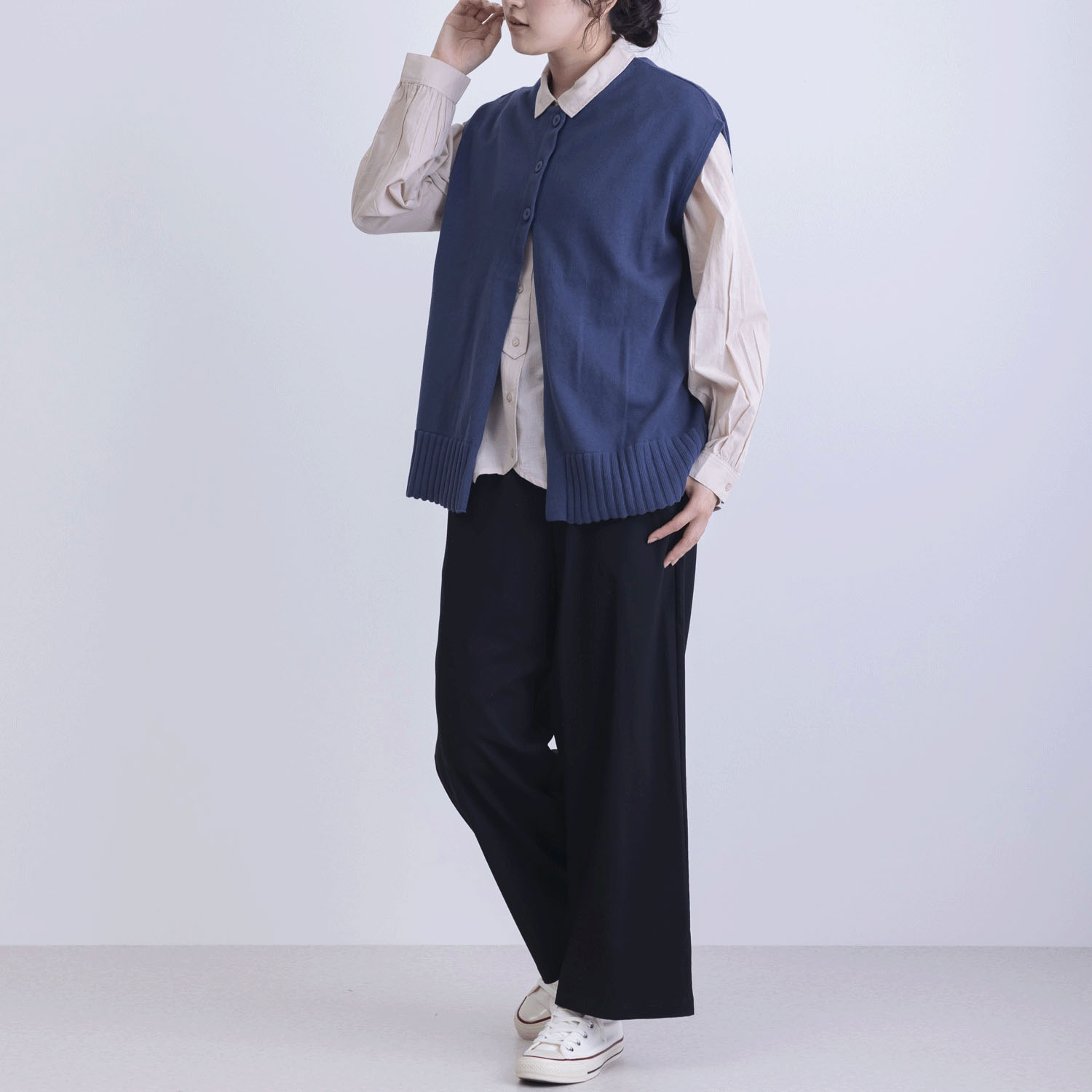 綿ニット前後2WAYベスト - 画像29