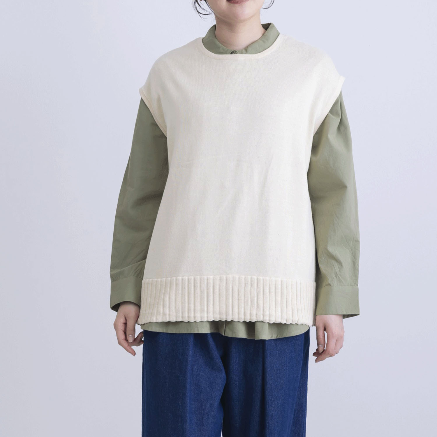 綿ニット前後2WAYベスト - 画像8