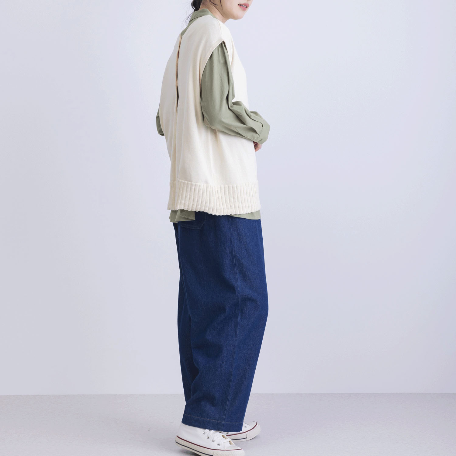 綿ニット前後2WAYベスト - 画像9